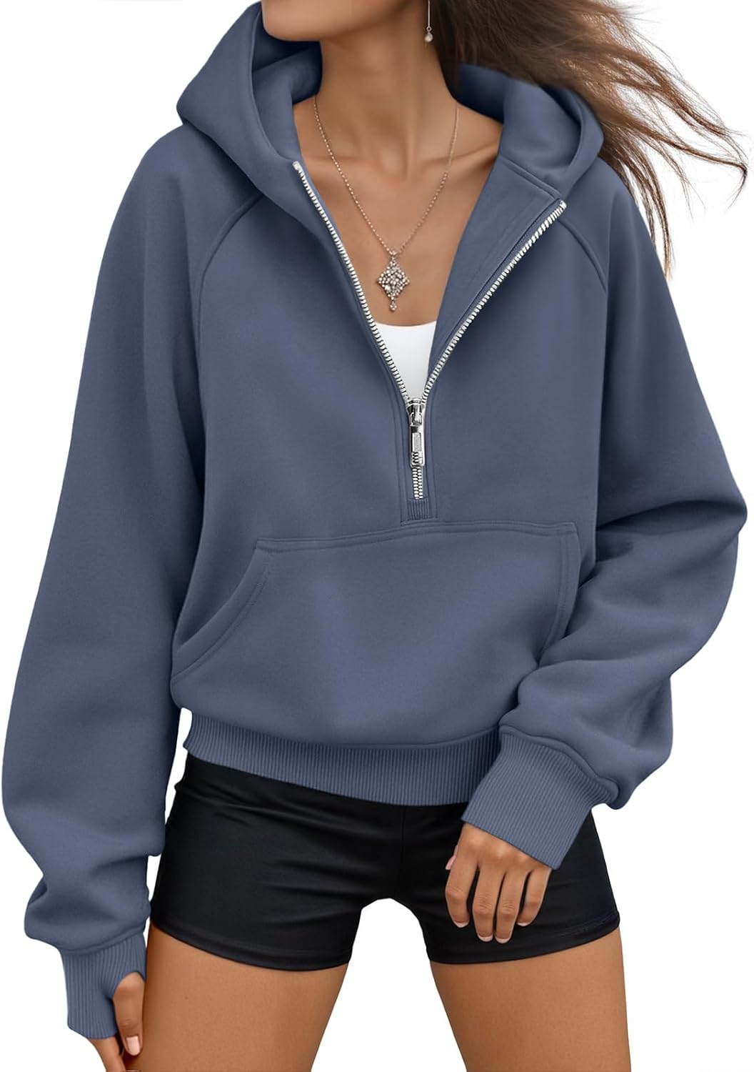 AUTOMET Women's Oversized Fleece Hoodie Zip-Up Sweatshirt Fall 2025 Y2K Workout and Winter Fashion Top