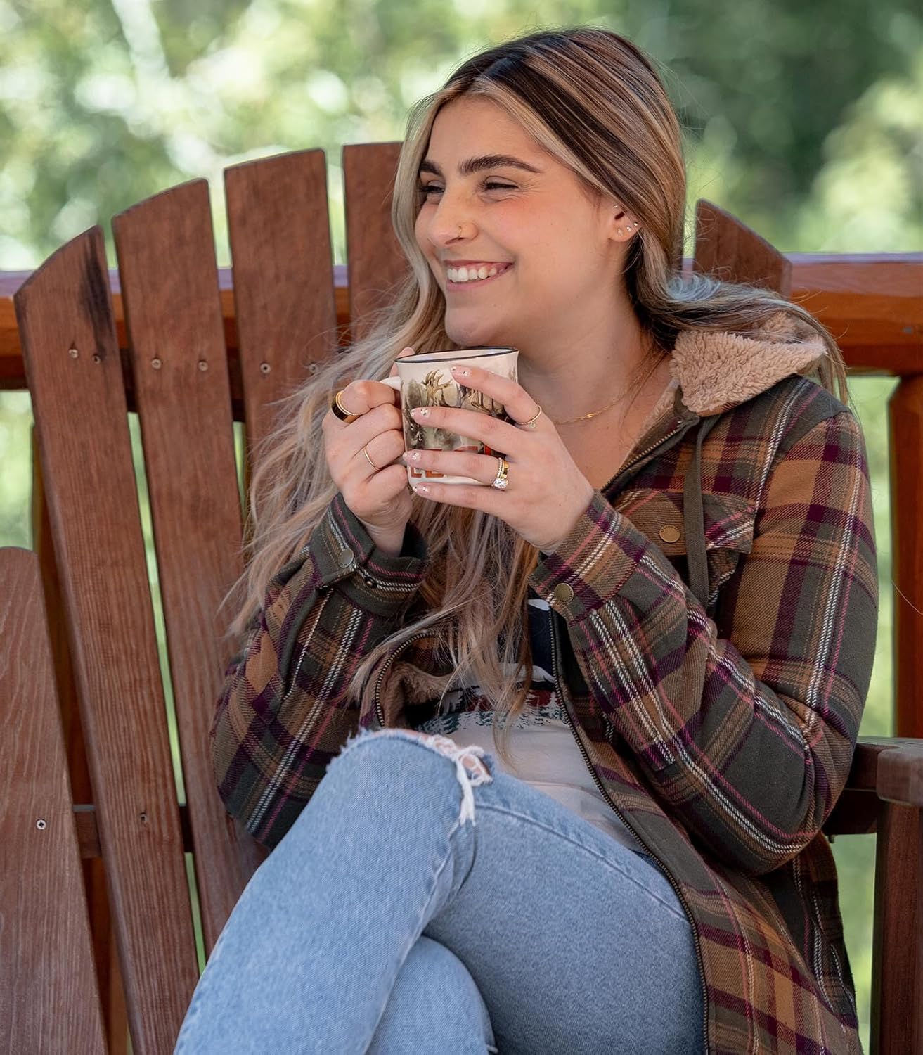 Legendary Whitetails Women's Berber-Lined Hooded Shacket Button Down Shirt Jacket with Drawstring Hood