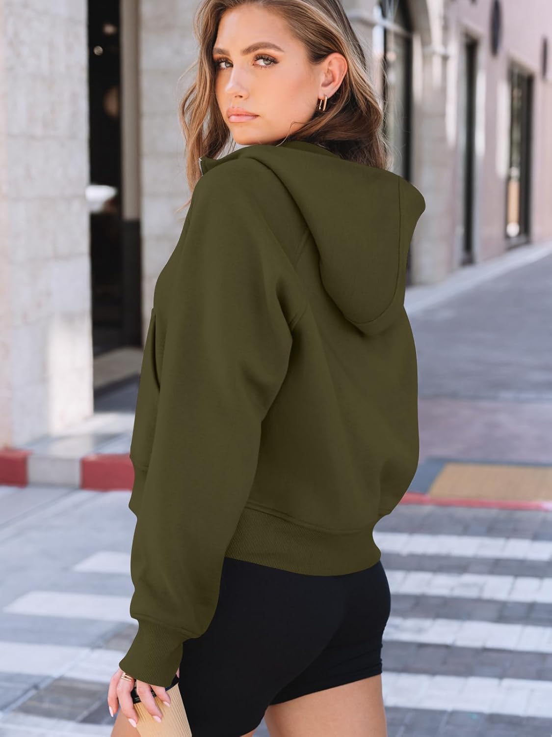 AUTOMET Women's Oversized Fleece Hoodie Zip-Up Sweatshirt Fall 2025 Y2K Workout and Winter Fashion Top