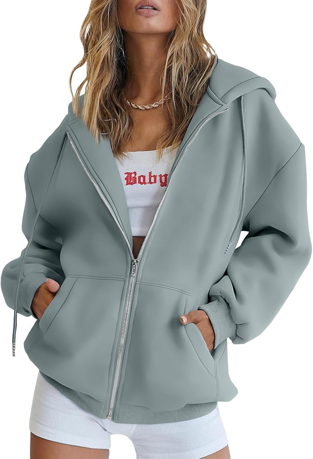 Trendy Queen Women's Oversized Zip-Up Hoodie Sweatshirt Fall 2025 School Fashion Casual Jacket Winter Outfit