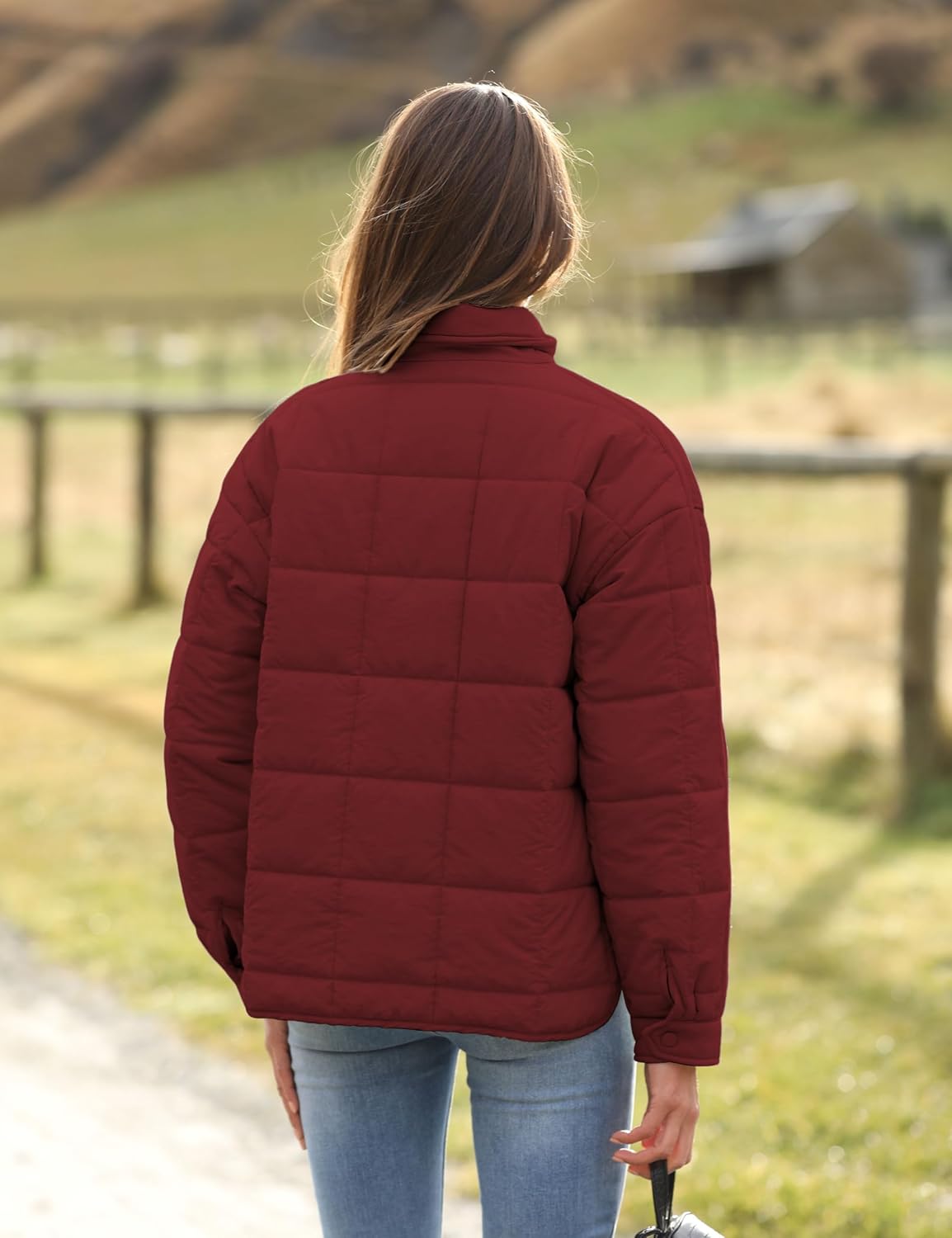 Bianstore Women's Oversized Quilted Splice Lightweight Puffer Jacket Casual Padded Coat