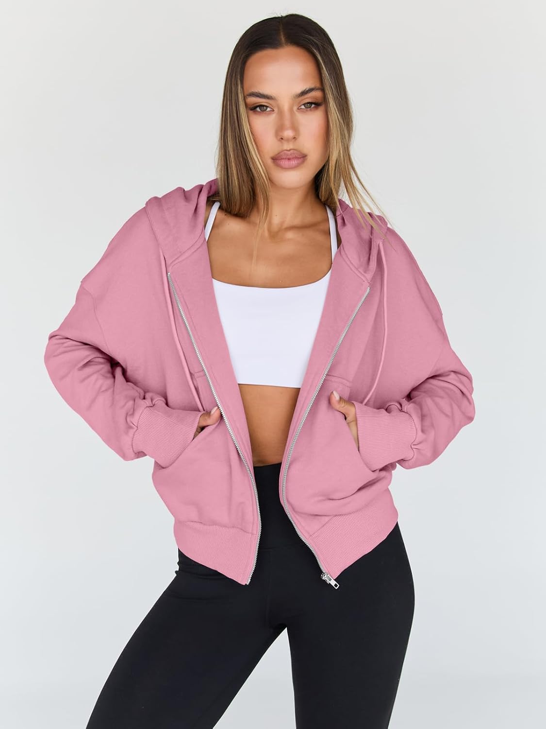 Trendy Queen Women's Cropped Full-Zip Hoodie Sweatshirt Jacket Casual Gym Top Fall 2025 Winter Outfit