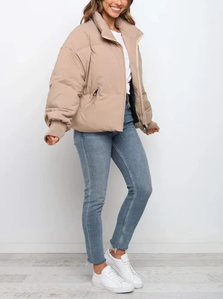 Gihuo Women's 2025 Cropped Quilted Puffer Jacket Short Warm Winter Coat