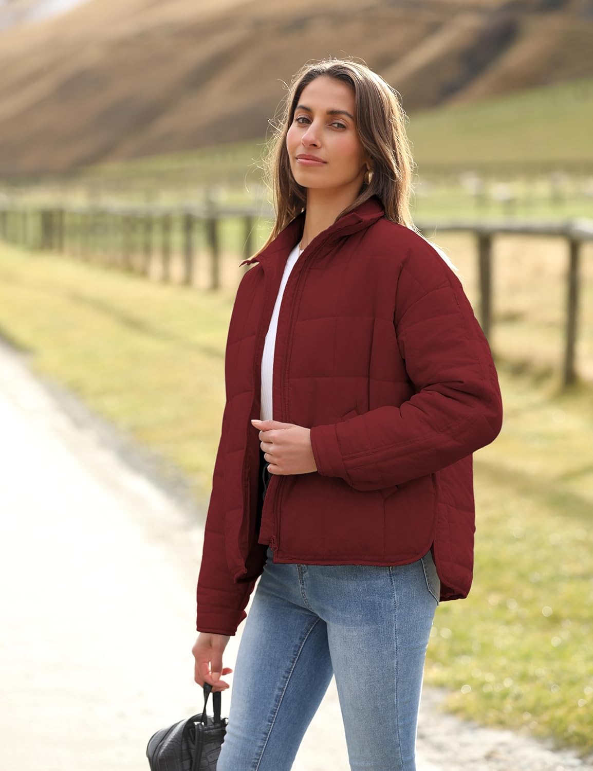 Bianstore Women's Oversized Quilted Splice Lightweight Puffer Jacket Casual Padded Coat