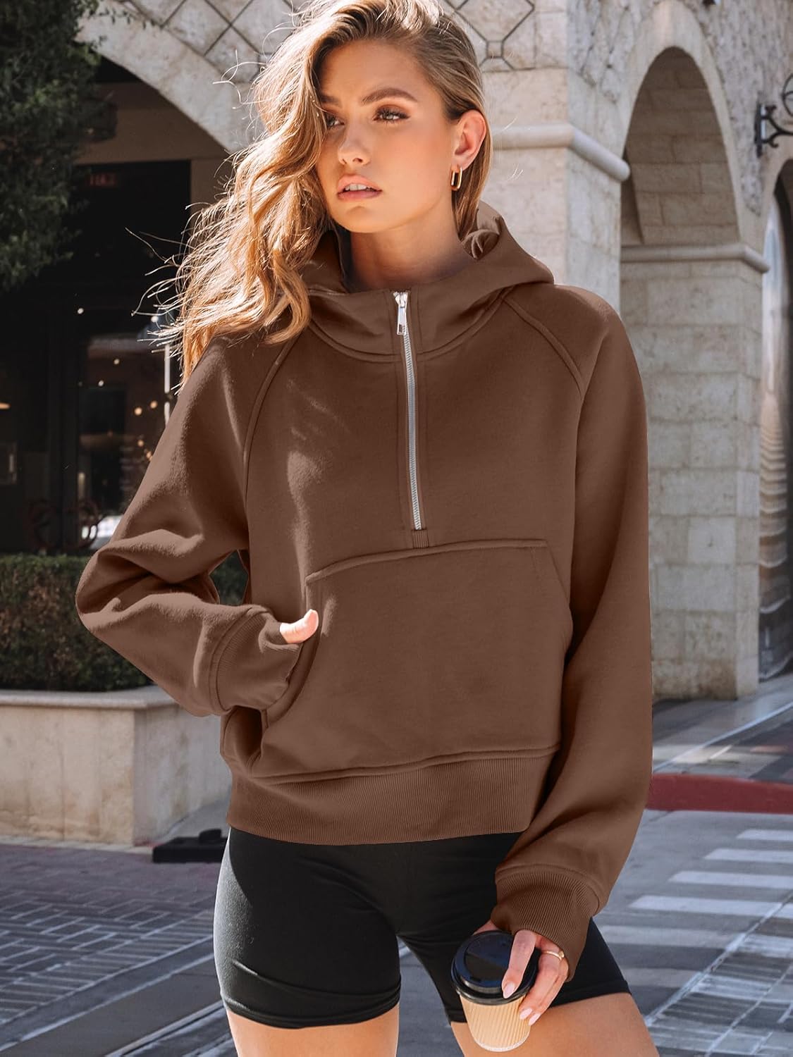 AUTOMET Women's Oversized Fleece Hoodie Zip-Up Sweatshirt Fall 2025 Y2K Workout and Winter Fashion Top