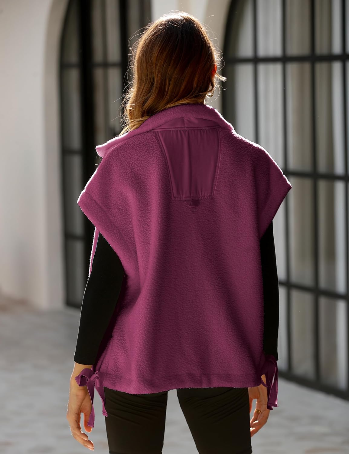 OPCAKM Women's Oversized Fuzzy Fleece Sherpa Vest Button Down Sleeveless Jacket with Pockets