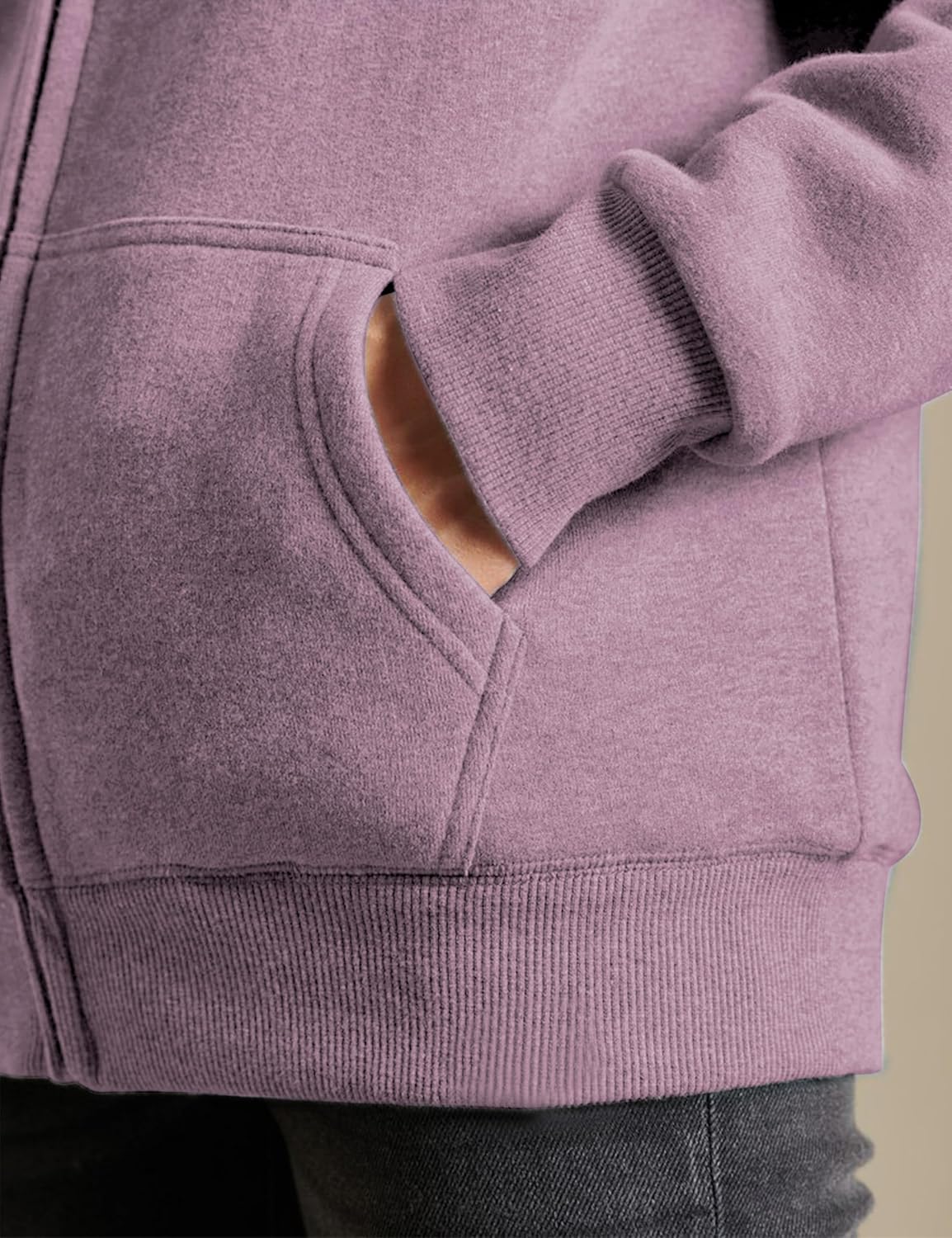 Yeokou Women's Casual Sherpa-Lined Full Zip Hoodie Jacket