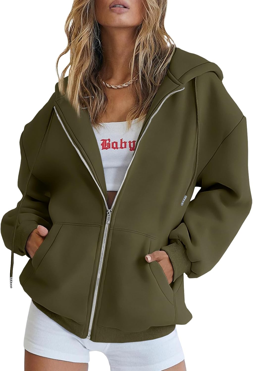 Trendy Queen Women's Oversized Zip-Up Hoodie Sweatshirt Fall 2025 School Fashion Casual Jacket Winter Outfit