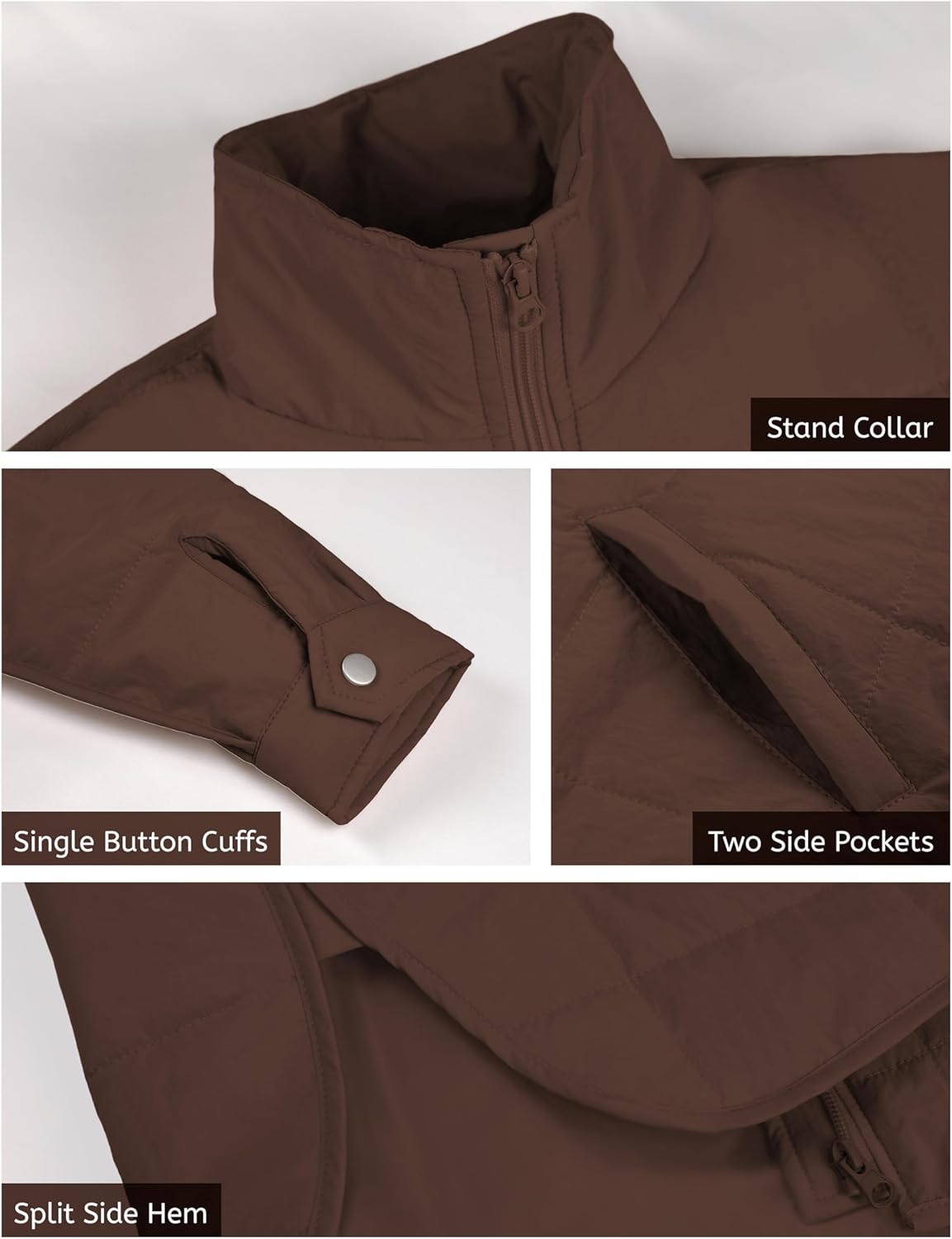 Bianstore Women's Oversized Quilted Splice Lightweight Puffer Jacket Casual Padded Coat