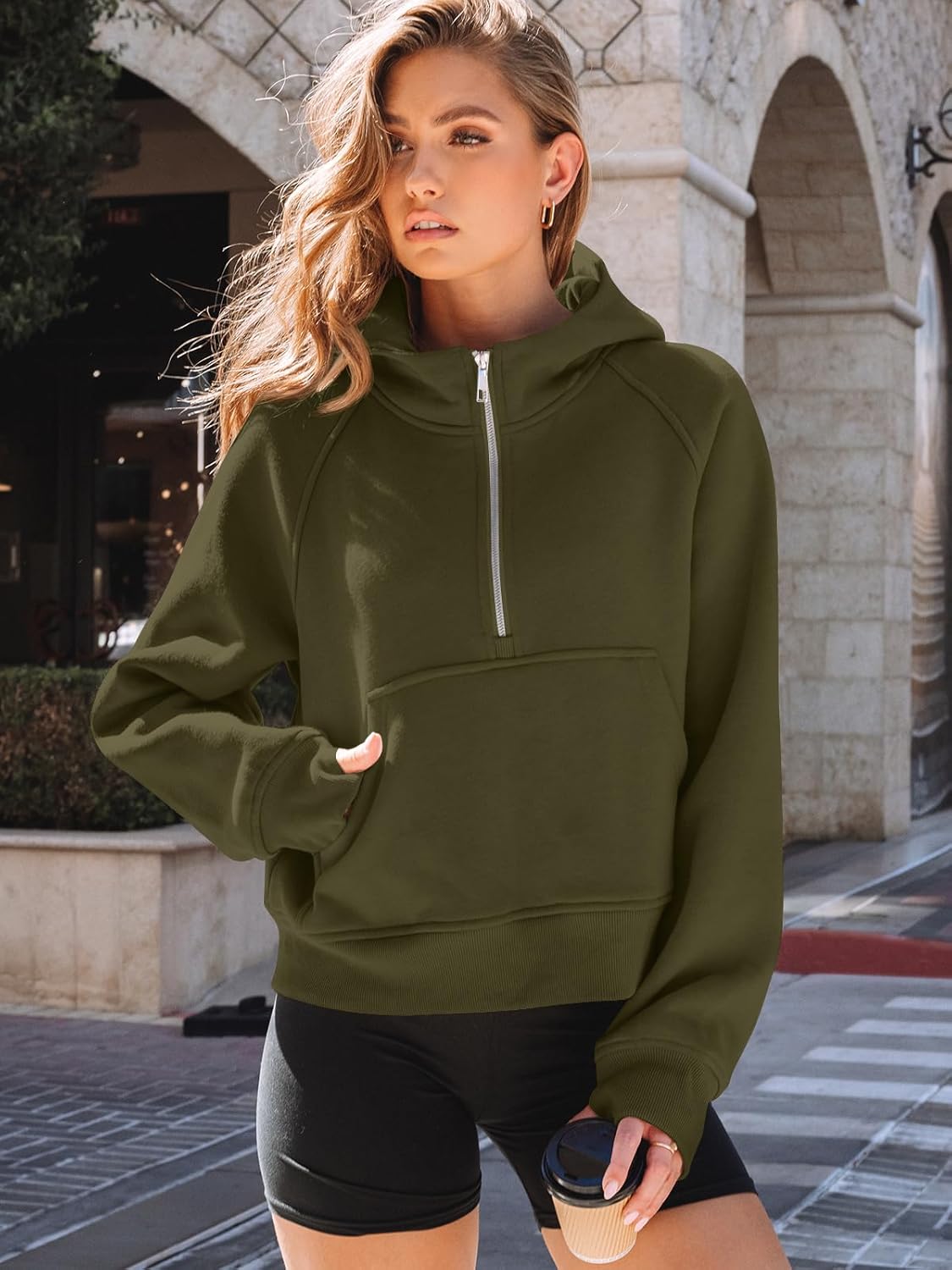 AUTOMET Women's Oversized Fleece Hoodie Zip-Up Sweatshirt Fall 2025 Y2K Workout and Winter Fashion Top