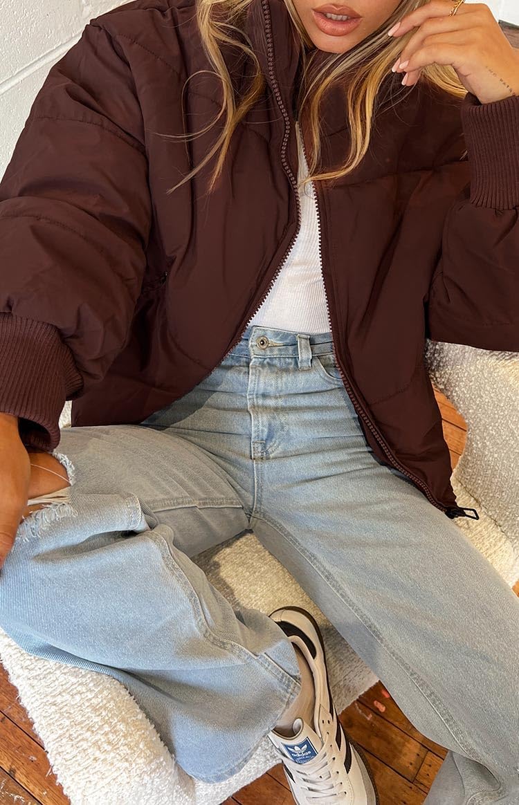 Gihuo Women's 2025 Cropped Quilted Puffer Jacket Short Warm Winter Coat