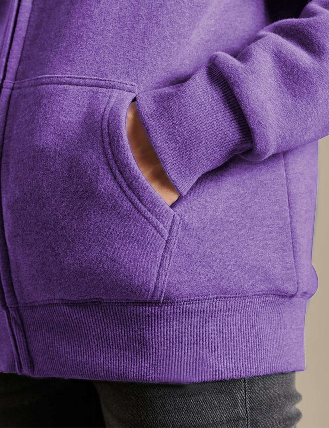 Yeokou Women's Casual Sherpa-Lined Full Zip Hoodie Jacket