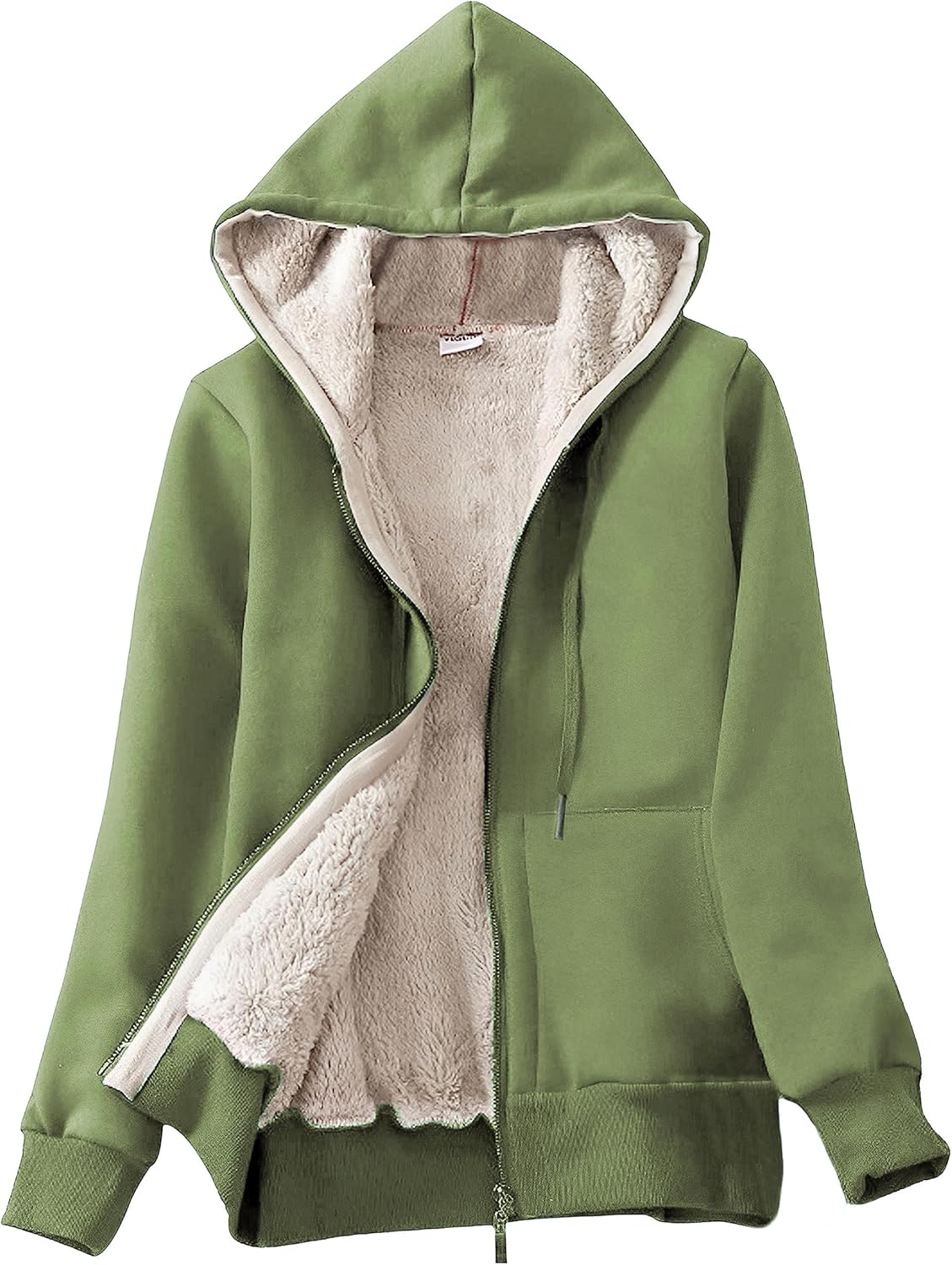 Yeokou Women's Casual Sherpa-Lined Full Zip Hoodie Jacket
