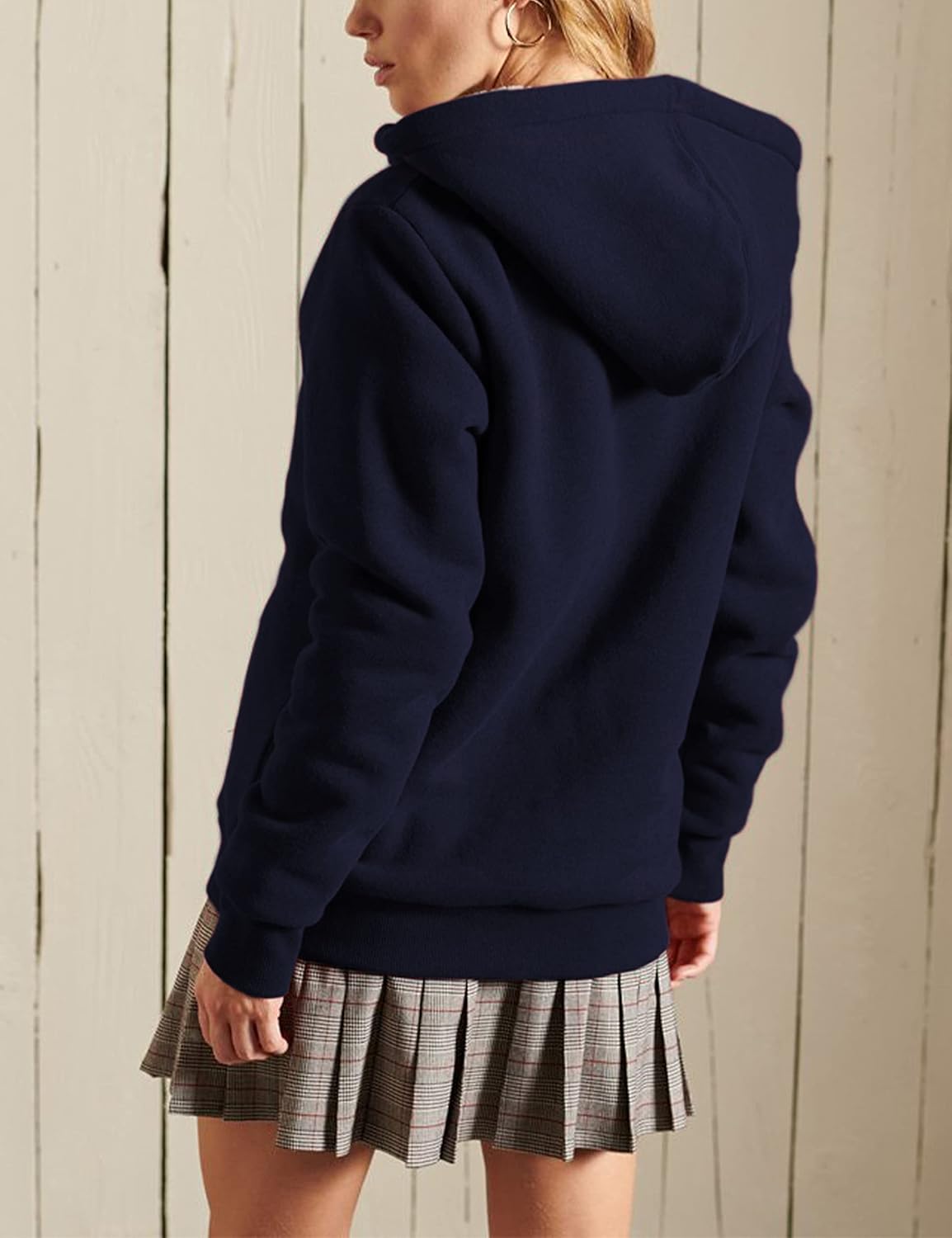 Yeokou Women's Casual Sherpa-Lined Full Zip Hoodie Jacket