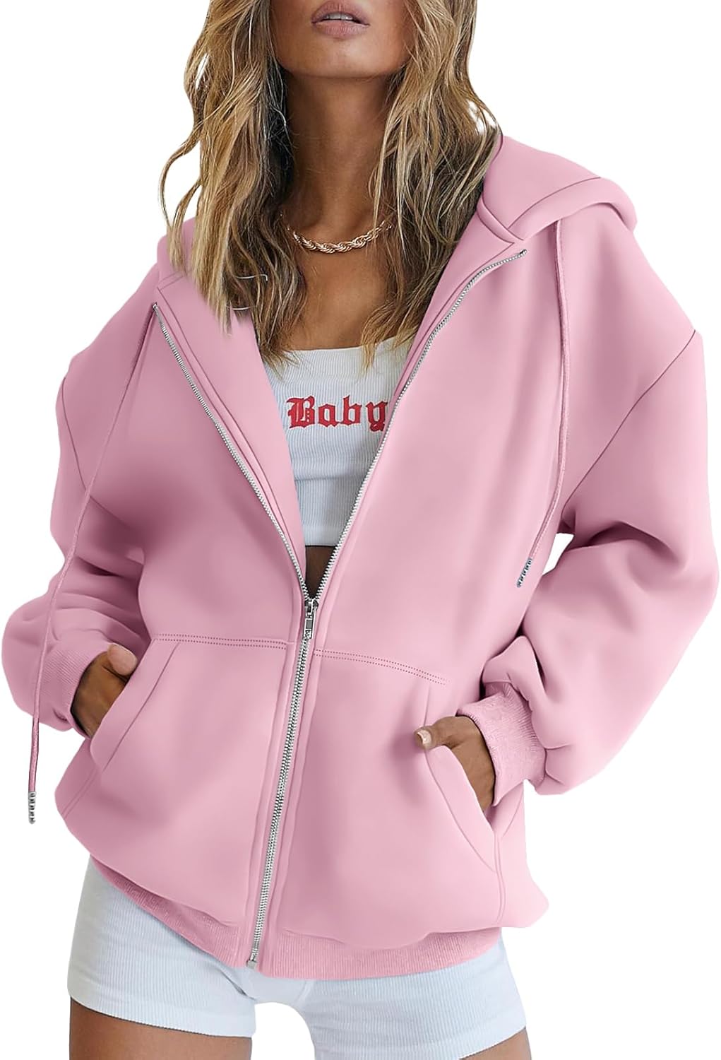 Trendy Queen Women's Oversized Zip-Up Hoodie Sweatshirt Fall 2025 School Fashion Casual Jacket Winter Outfit