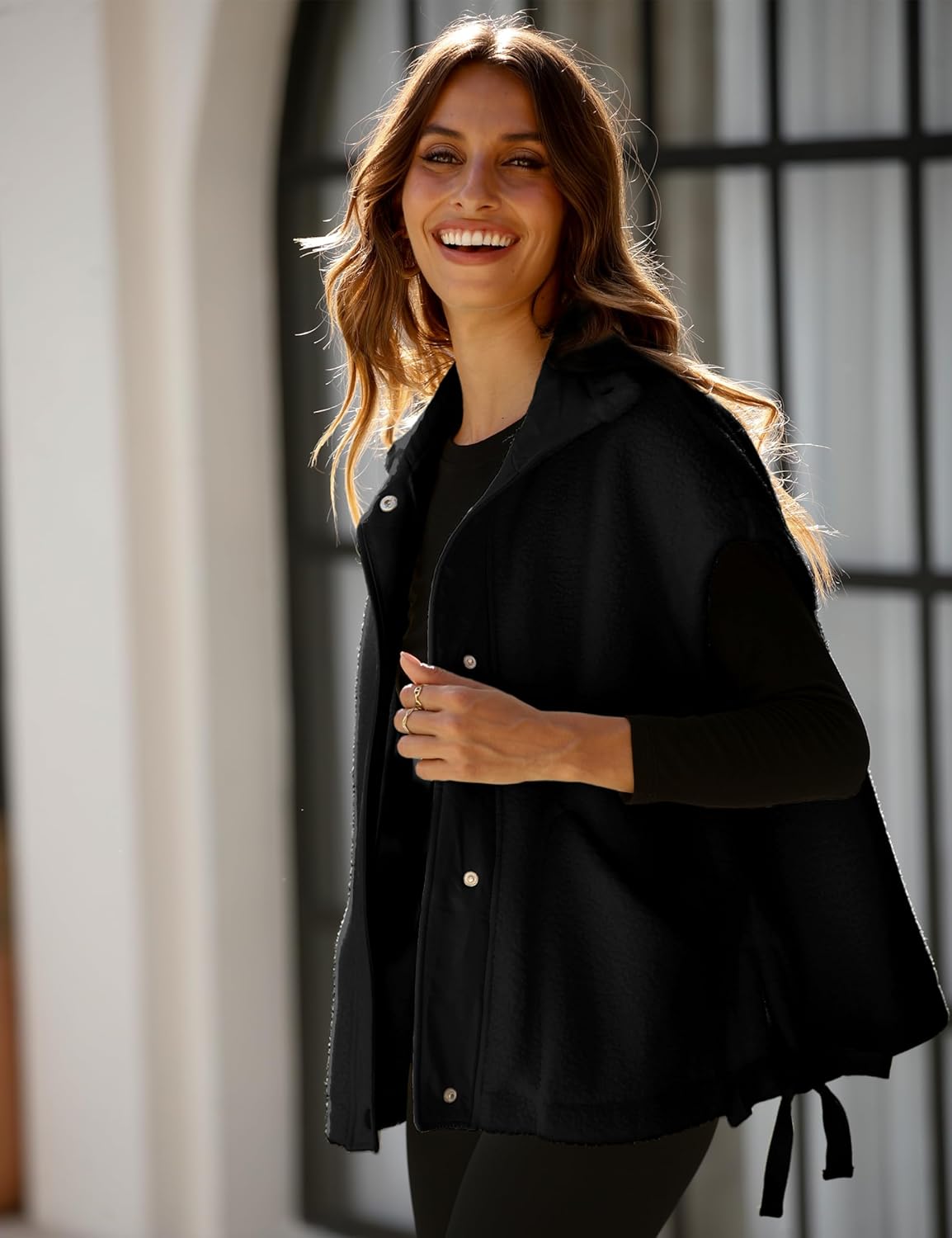 OPCAKM Women's Oversized Fuzzy Fleece Sherpa Vest Button Down Sleeveless Jacket with Pockets