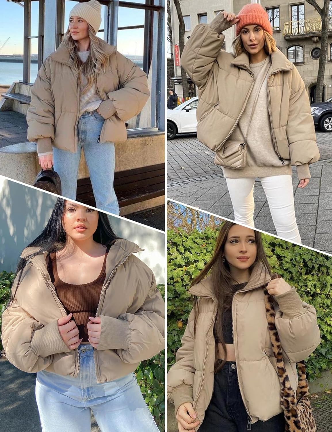 Gihuo Women's 2025 Cropped Quilted Puffer Jacket Short Warm Winter Coat