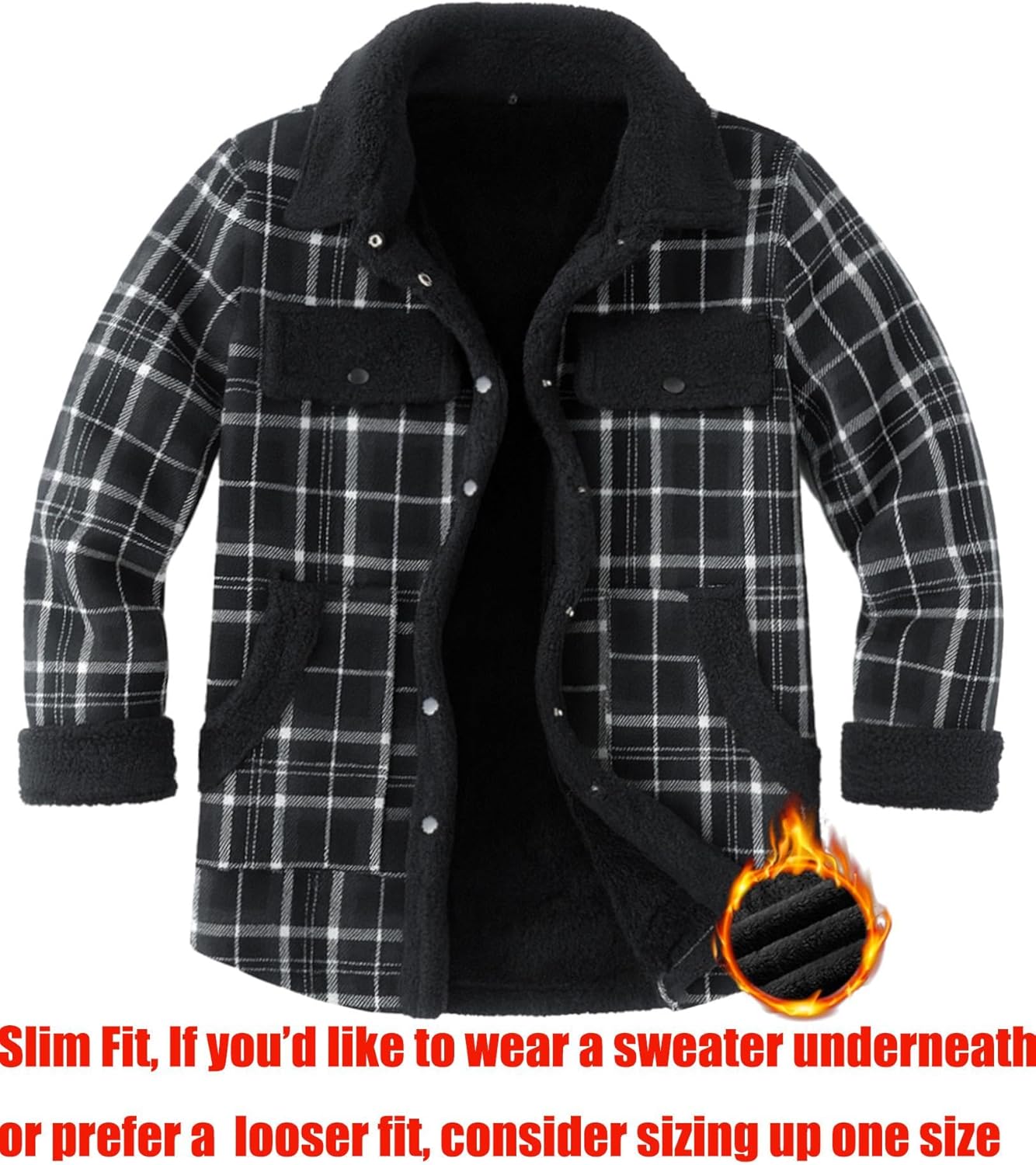 Zeagoo Women's Plaid Flannel Sherpa Lined Shacket Fleece Button Down Cozy Warm Fall Winter Jacket Coat S-XXL