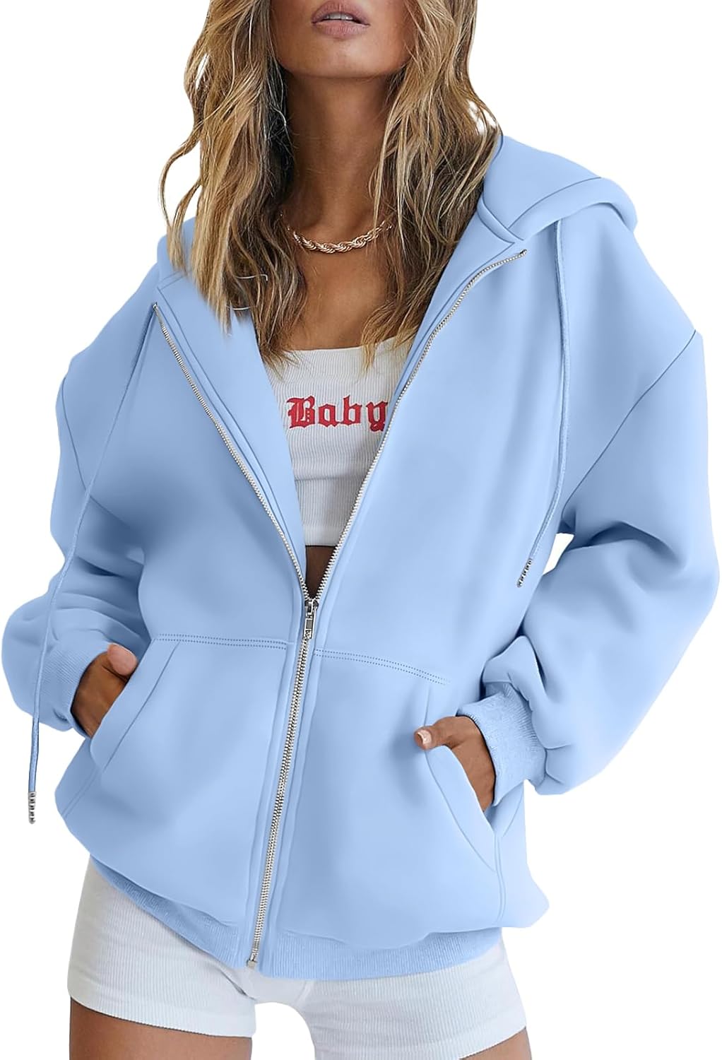 Trendy Queen Women's Oversized Zip-Up Hoodie Sweatshirt Fall 2025 School Fashion Casual Jacket Winter Outfit