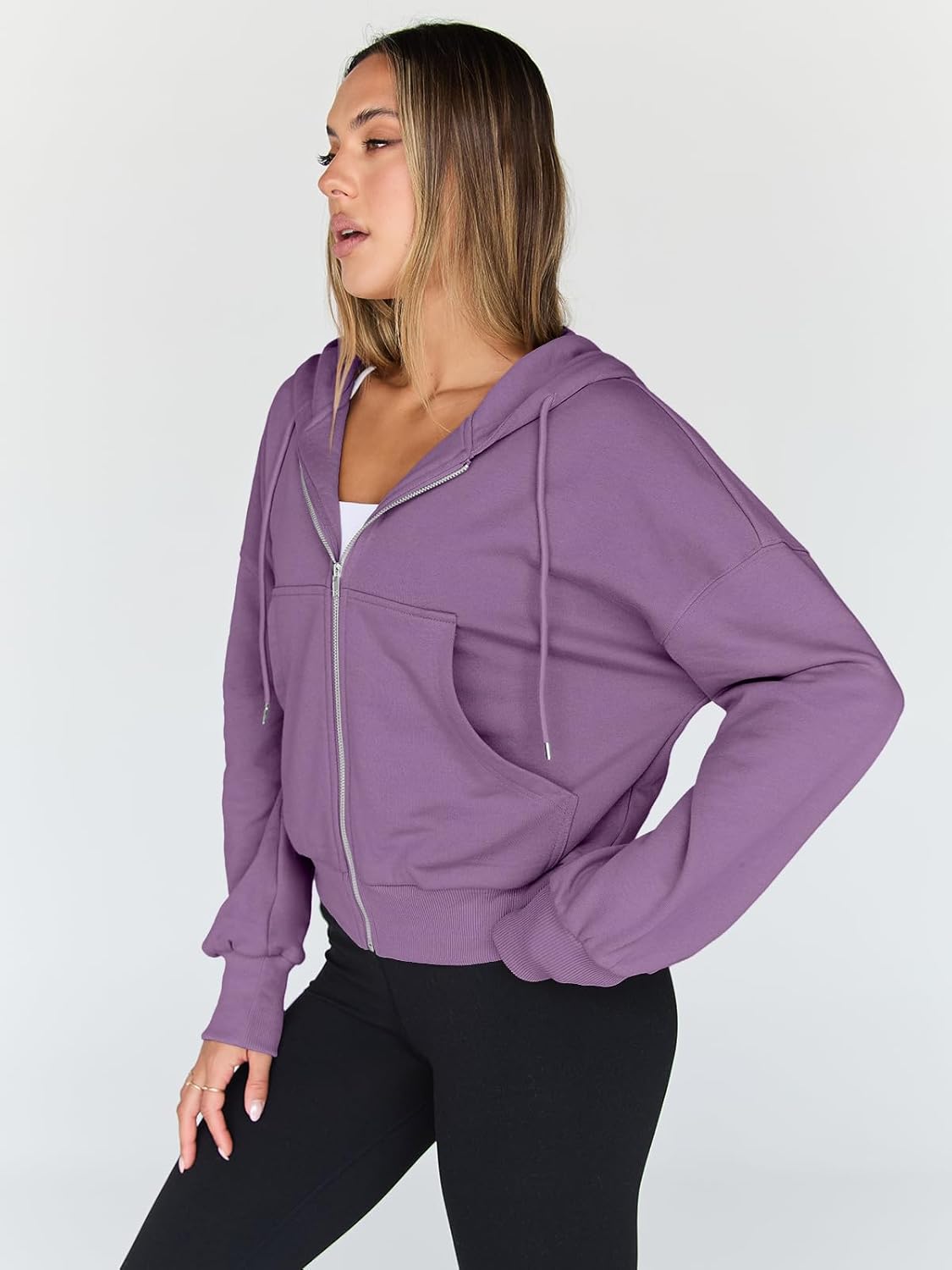 Trendy Queen Women's Cropped Full-Zip Hoodie Sweatshirt Jacket Casual Gym Top Fall 2025 Winter Outfit