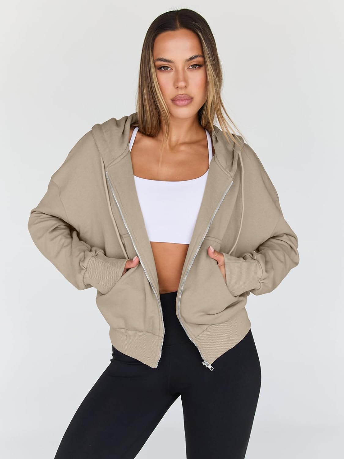 Trendy Queen Women's Cropped Full-Zip Hoodie Sweatshirt Jacket Casual Gym Top Fall 2025 Winter Outfit