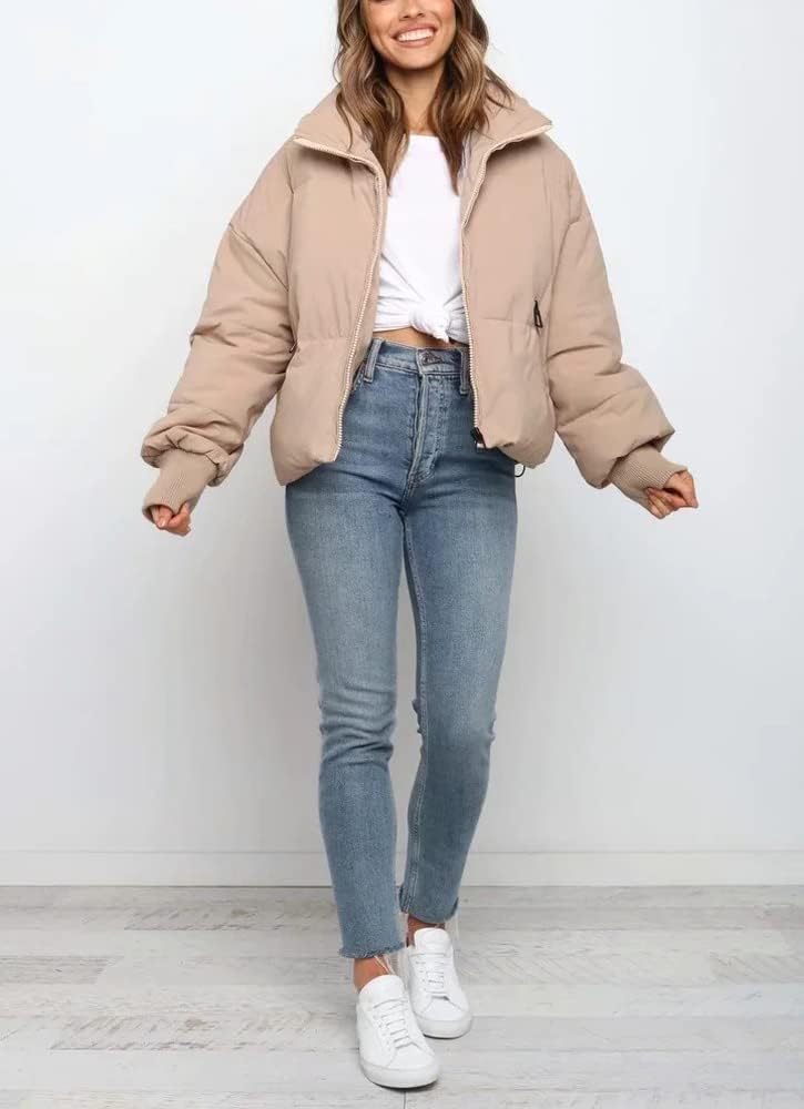 Gihuo Women's 2025 Cropped Quilted Puffer Jacket Short Warm Winter Coat