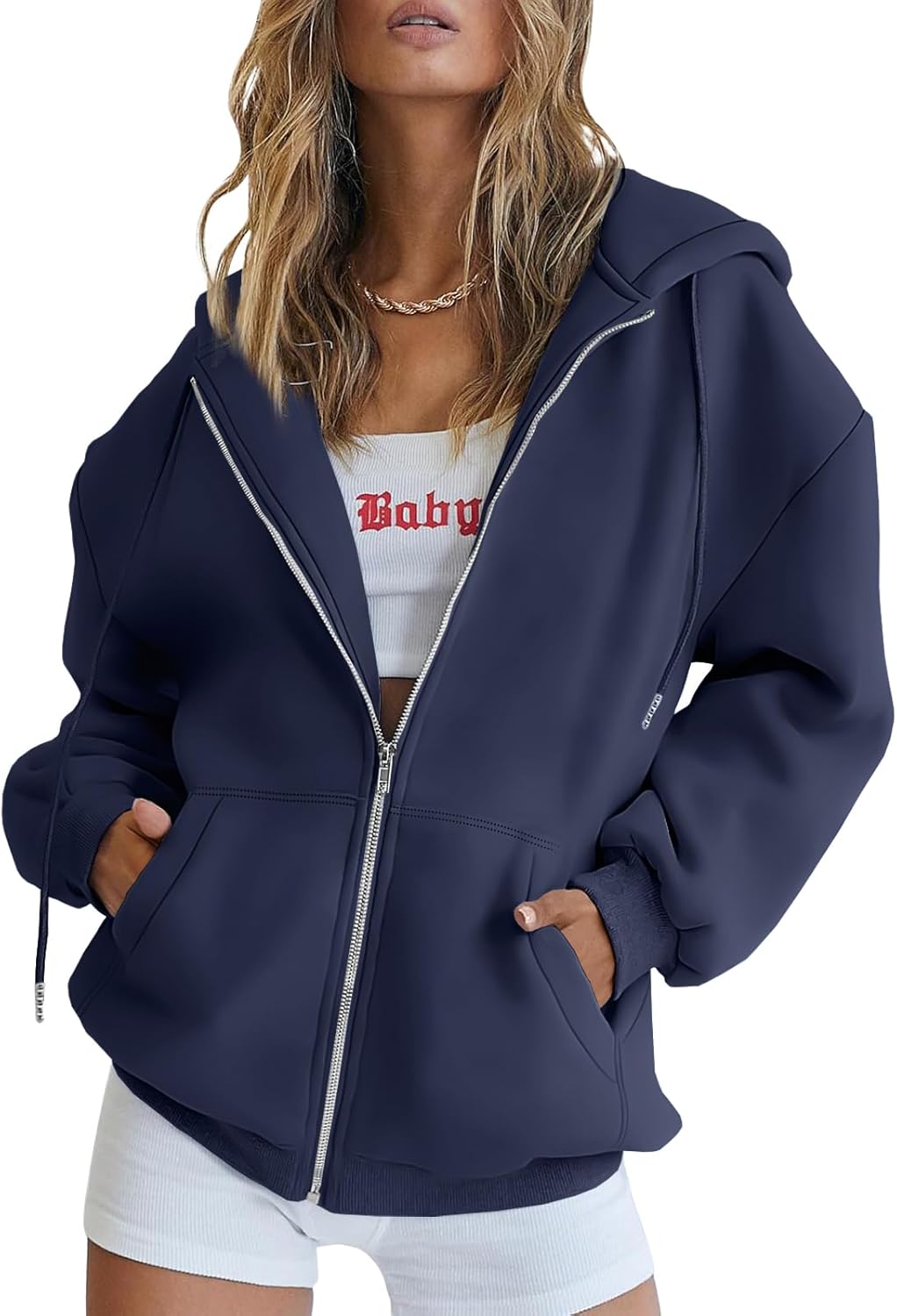 Trendy Queen Women's Oversized Zip-Up Hoodie Sweatshirt Fall 2025 School Fashion Casual Jacket Winter Outfit