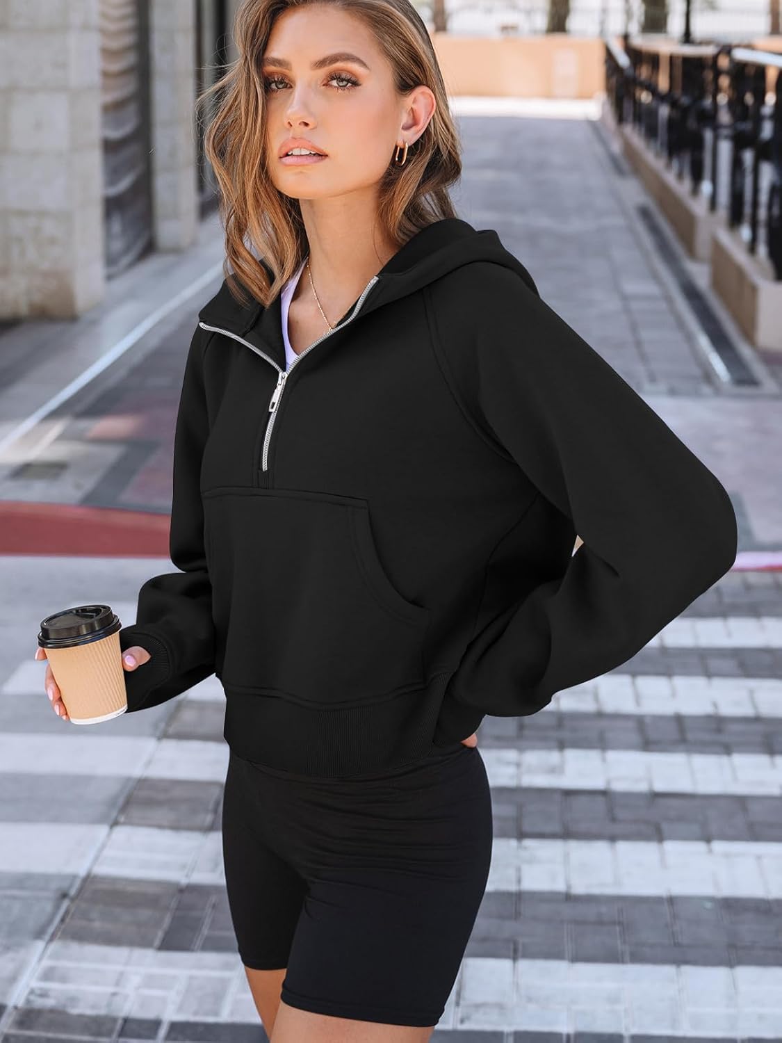 AUTOMET Women's Oversized Fleece Hoodie Zip-Up Sweatshirt Fall 2025 Y2K Workout and Winter Fashion Top