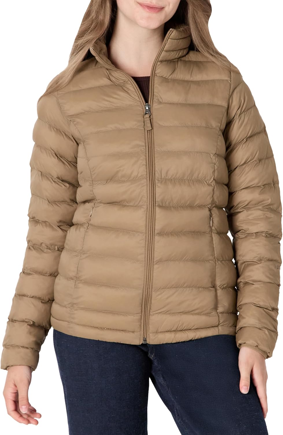 Amazon Essentials Women's Lightweight Long-Sleeve Packable Water-Resistant Puffer Jacket (Plus Sizes Available)