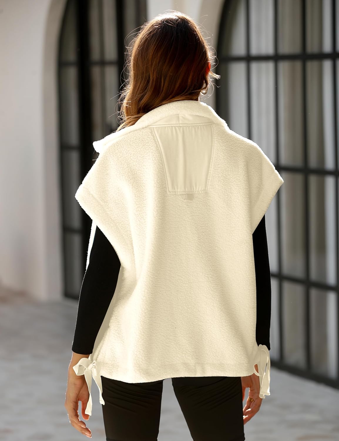 OPCAKM Women's Oversized Fuzzy Fleece Sherpa Vest Button Down Sleeveless Jacket with Pockets