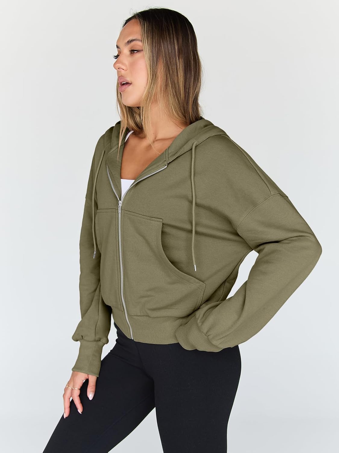 Trendy Queen Women's Cropped Full-Zip Hoodie Sweatshirt Jacket Casual Gym Top Fall 2025 Winter Outfit