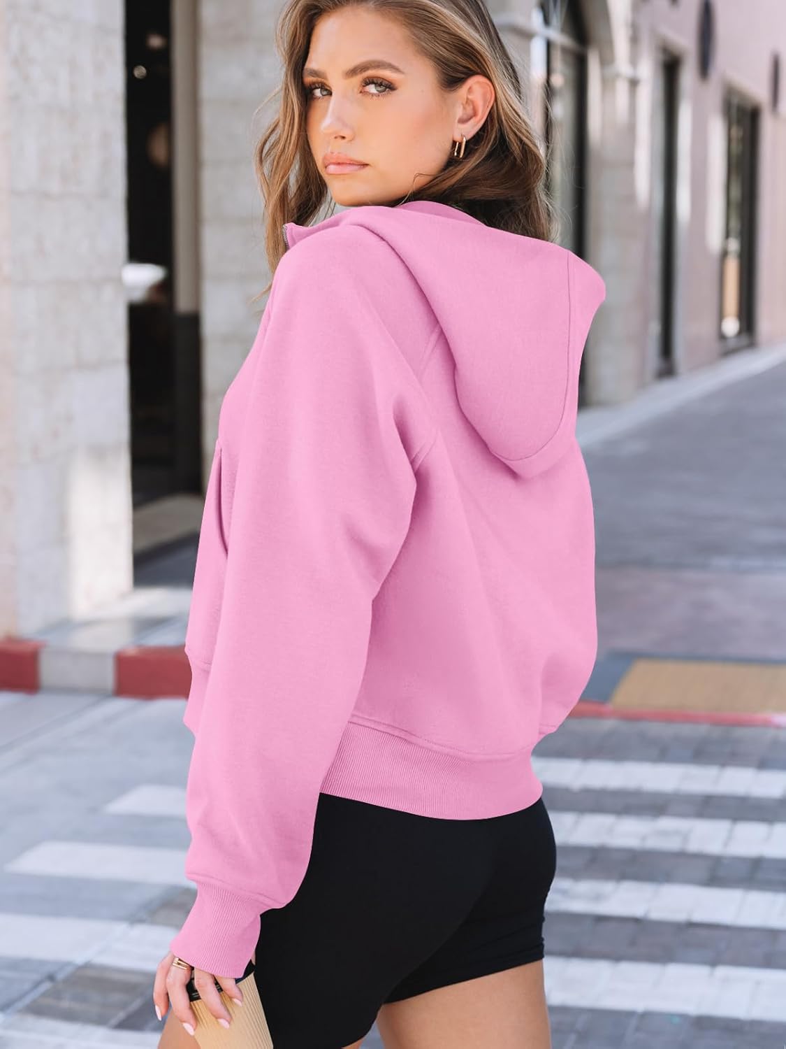 AUTOMET Women's Oversized Fleece Hoodie Zip-Up Sweatshirt Fall 2025 Y2K Workout and Winter Fashion Top