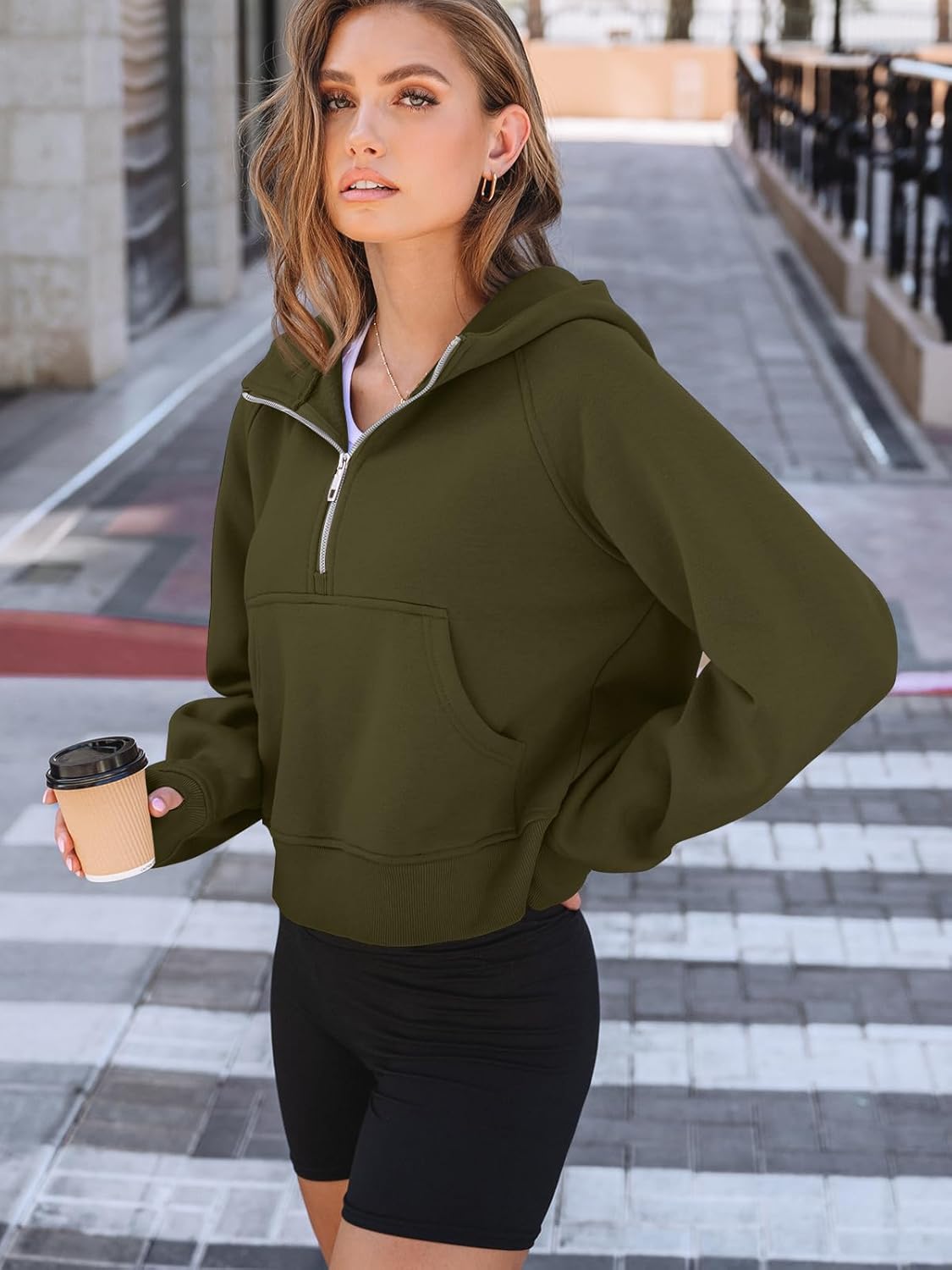 AUTOMET Women's Oversized Fleece Hoodie Zip-Up Sweatshirt Fall 2025 Y2K Workout and Winter Fashion Top