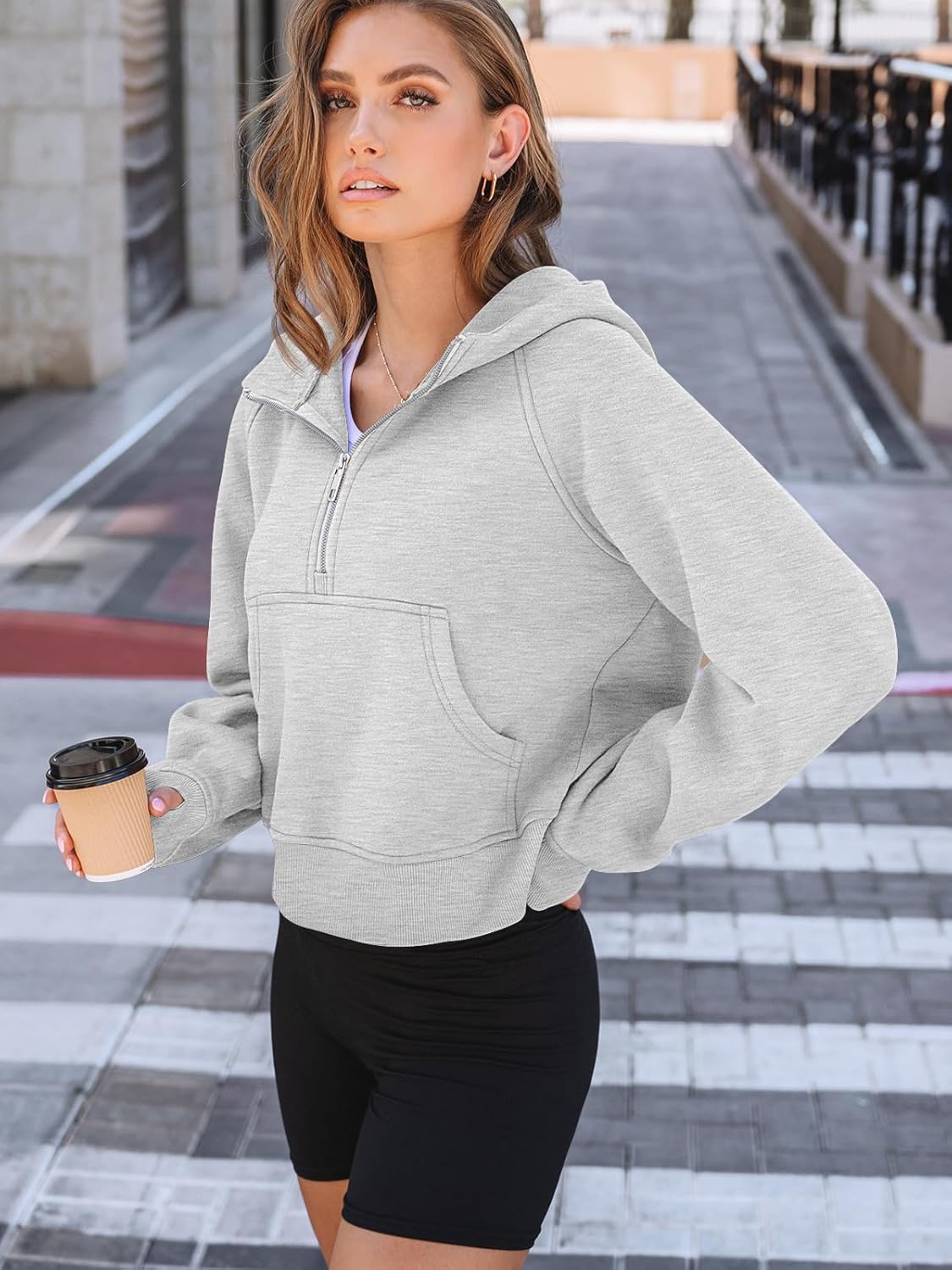 AUTOMET Women's Oversized Fleece Hoodie Zip-Up Sweatshirt Fall 2025 Y2K Workout and Winter Fashion Top