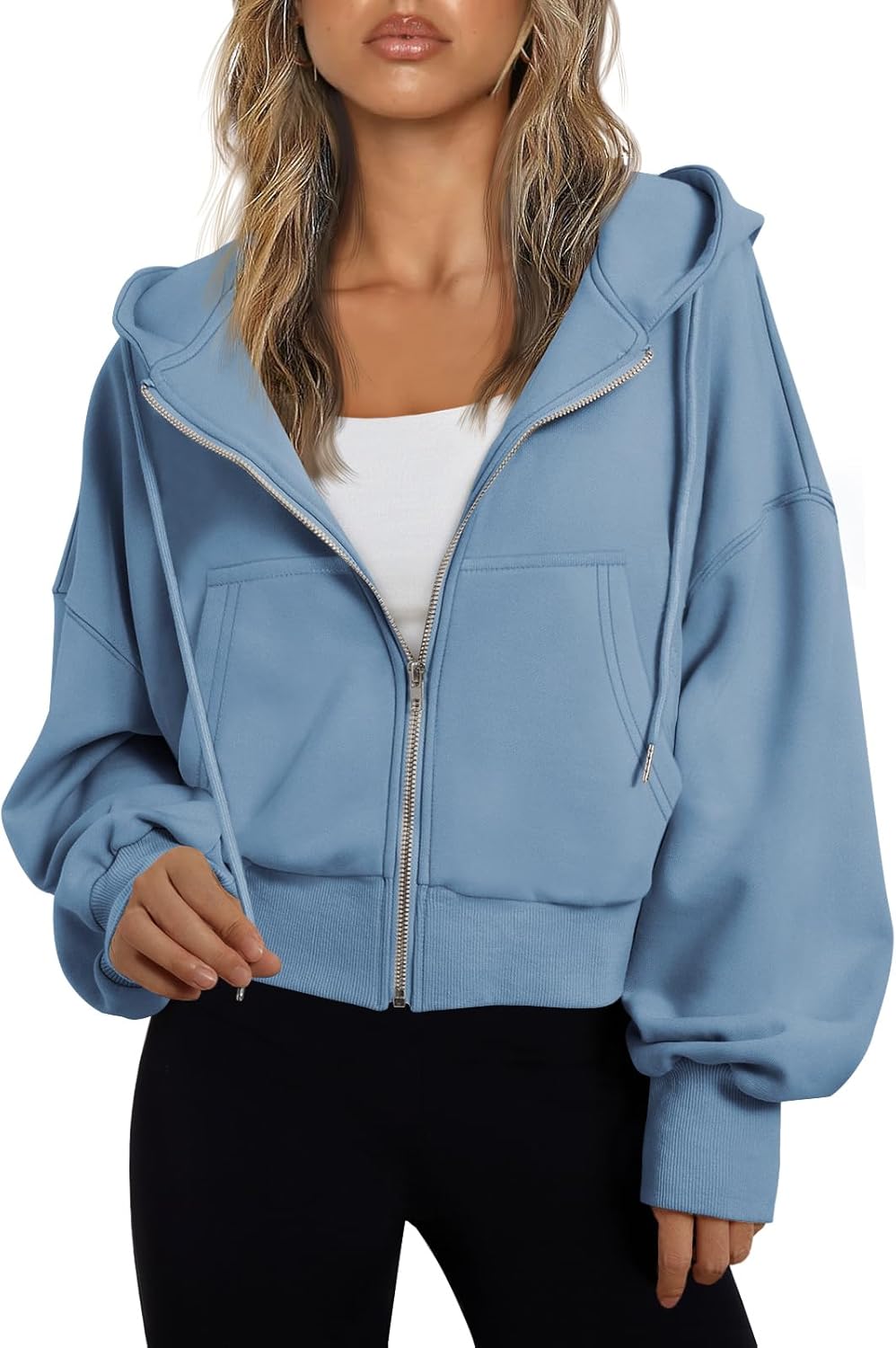 Trendy Queen Women's Cropped Full-Zip Hoodie Sweatshirt Jacket Casual Gym Top Fall 2025 Winter Outfit