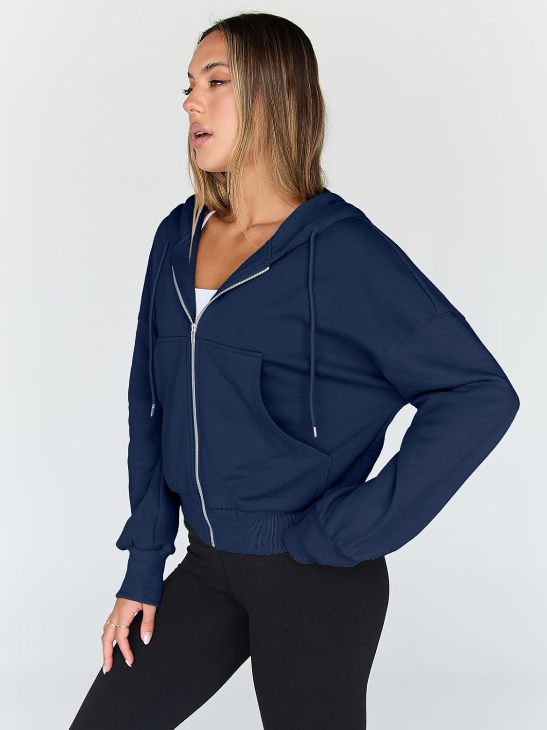 Trendy Queen Women's Cropped Full-Zip Hoodie Sweatshirt Jacket Casual Gym Top Fall 2025 Winter Outfit