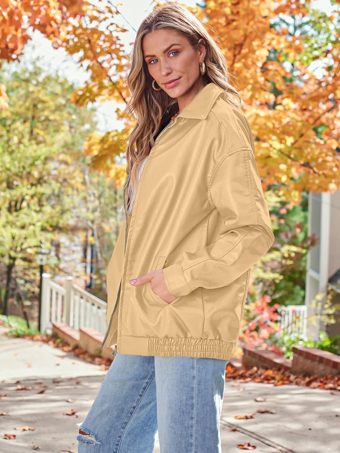 AUTOMET Women's Oversized Faux Suede Leather Jacket Fall Fashion Motorcycle Coat Winter Outfit Y2K Top