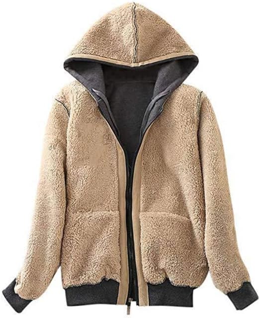 Yeokou Women's Casual Sherpa-Lined Full Zip Hoodie Jacket