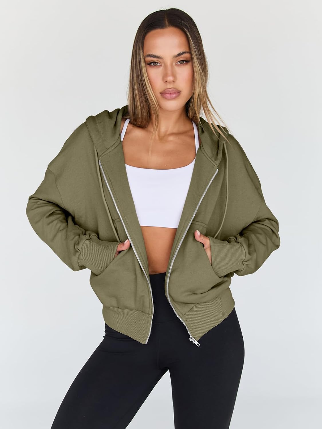 Trendy Queen Women's Cropped Full-Zip Hoodie Sweatshirt Jacket Casual Gym Top Fall 2025 Winter Outfit