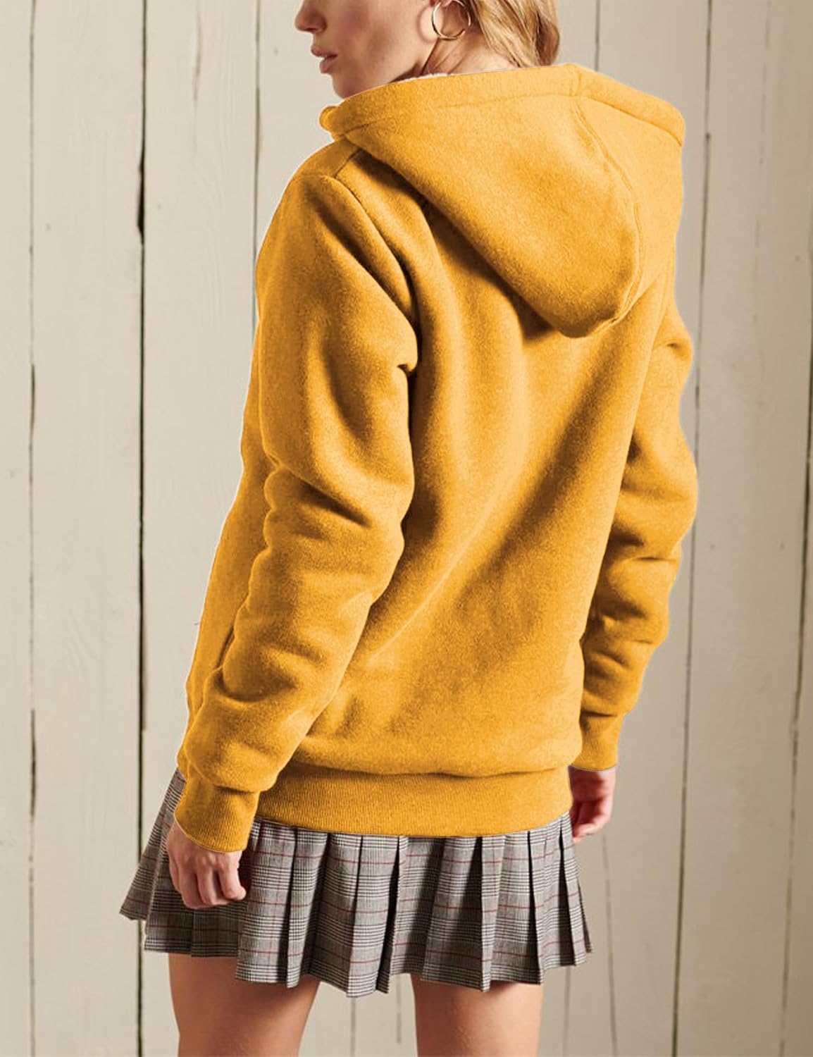 Yeokou Women's Casual Sherpa-Lined Full Zip Hoodie Jacket