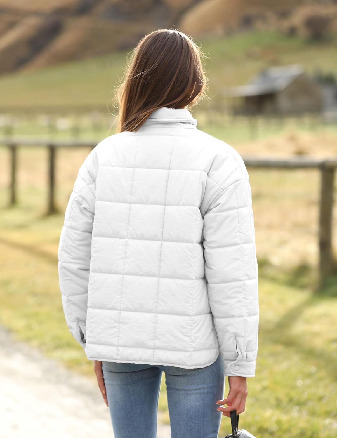 Bianstore Women's Oversized Quilted Splice Lightweight Puffer Jacket Casual Padded Coat