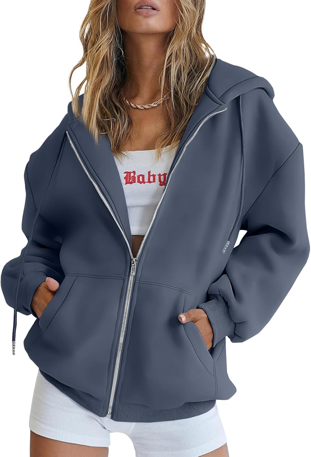 Trendy Queen Women's Oversized Zip-Up Hoodie Sweatshirt Fall 2025 School Fashion Casual Jacket Winter Outfit