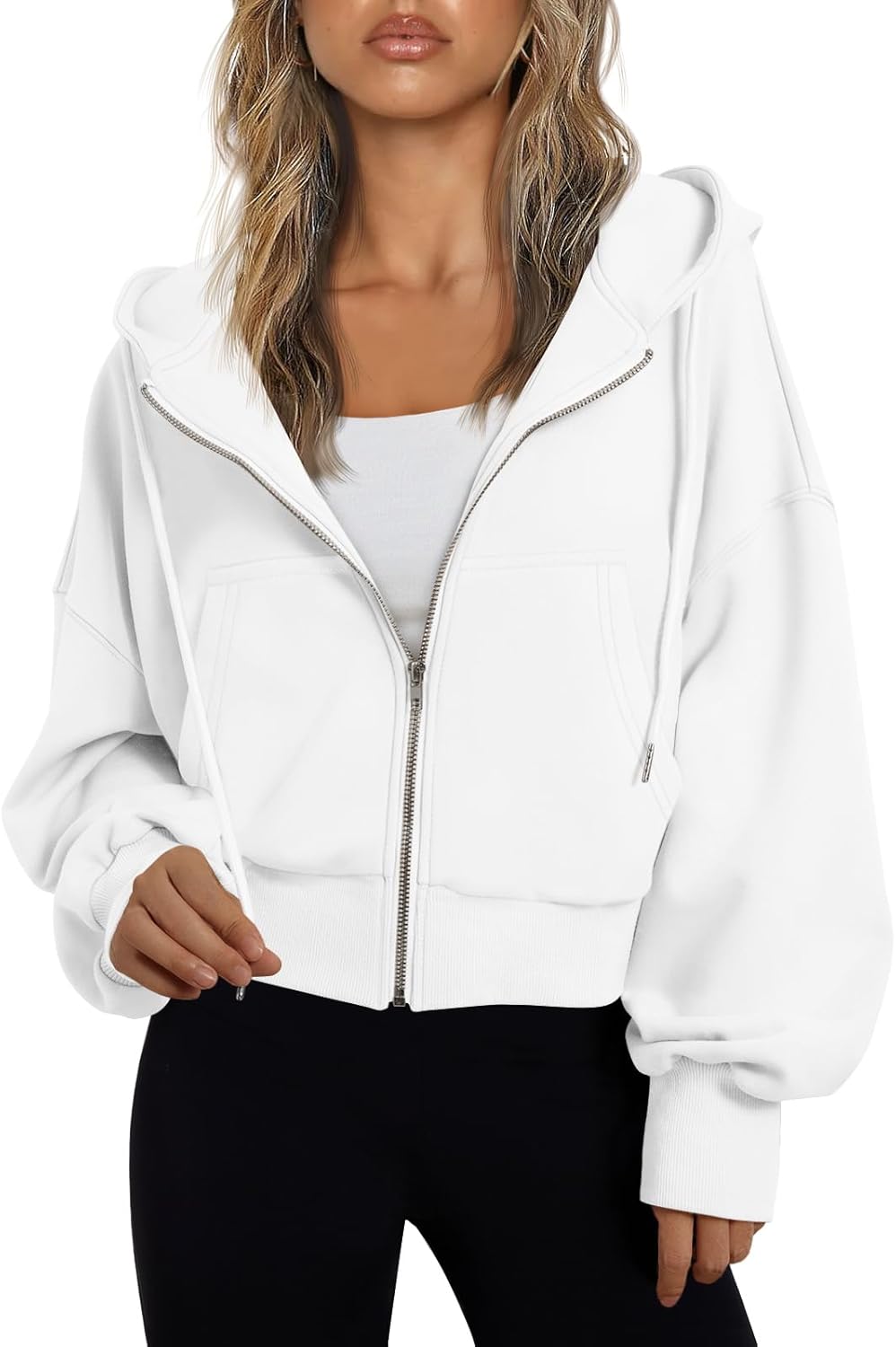 Trendy Queen Women's Cropped Full-Zip Hoodie Sweatshirt Jacket Casual Gym Top Fall 2025 Winter Outfit