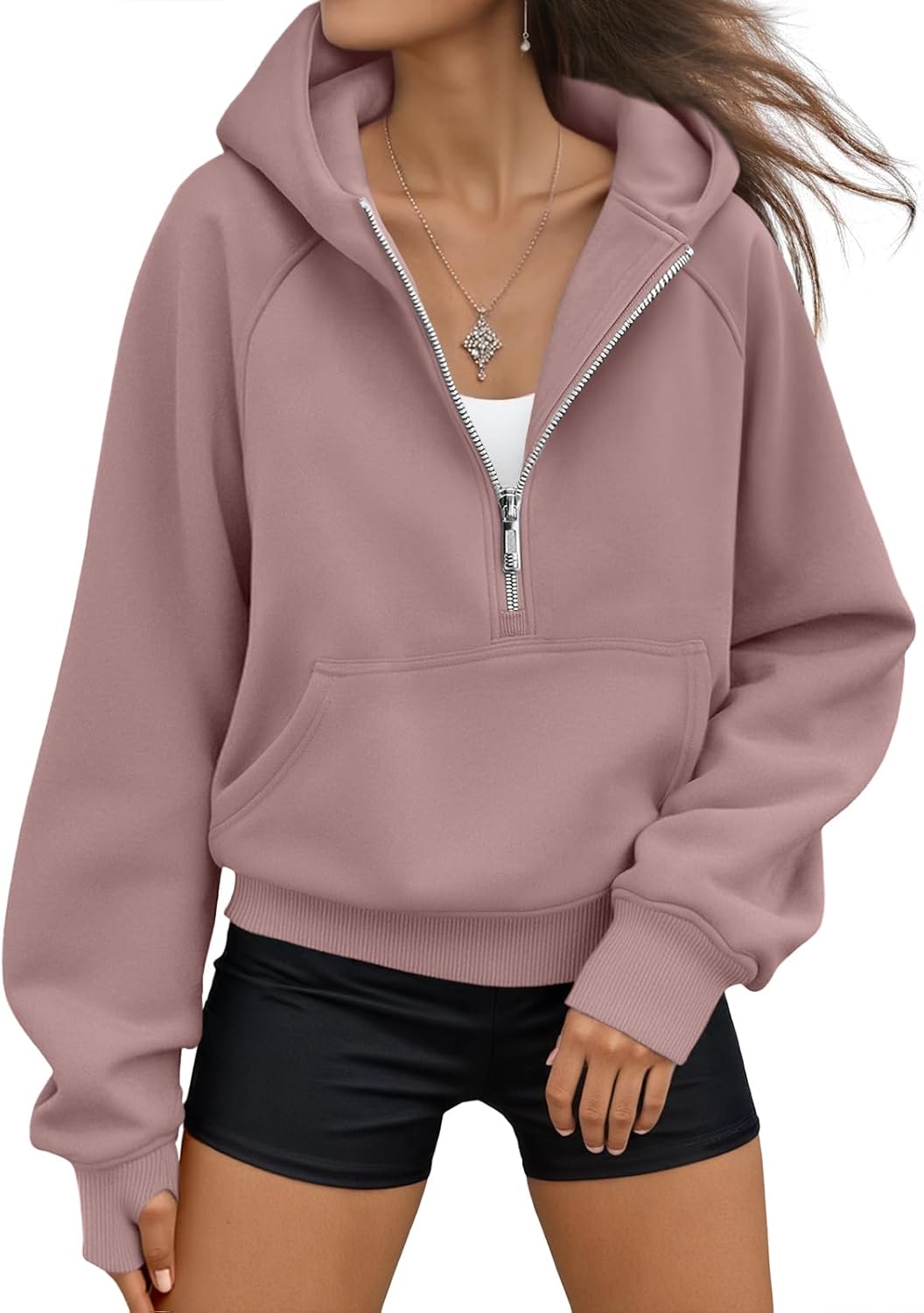 AUTOMET Women's Oversized Fleece Hoodie Zip-Up Sweatshirt Fall 2025 Y2K Workout and Winter Fashion Top