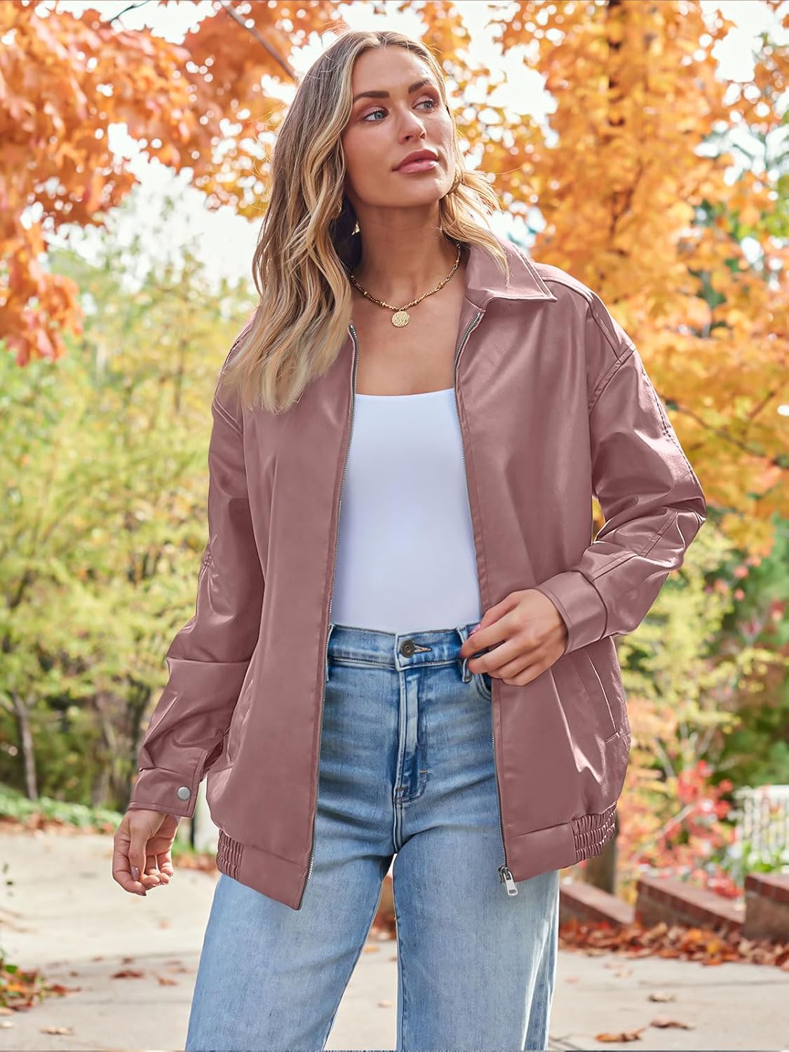 AUTOMET Women's Oversized Faux Suede Leather Jacket Fall Fashion Motorcycle Coat Winter Outfit Y2K Top