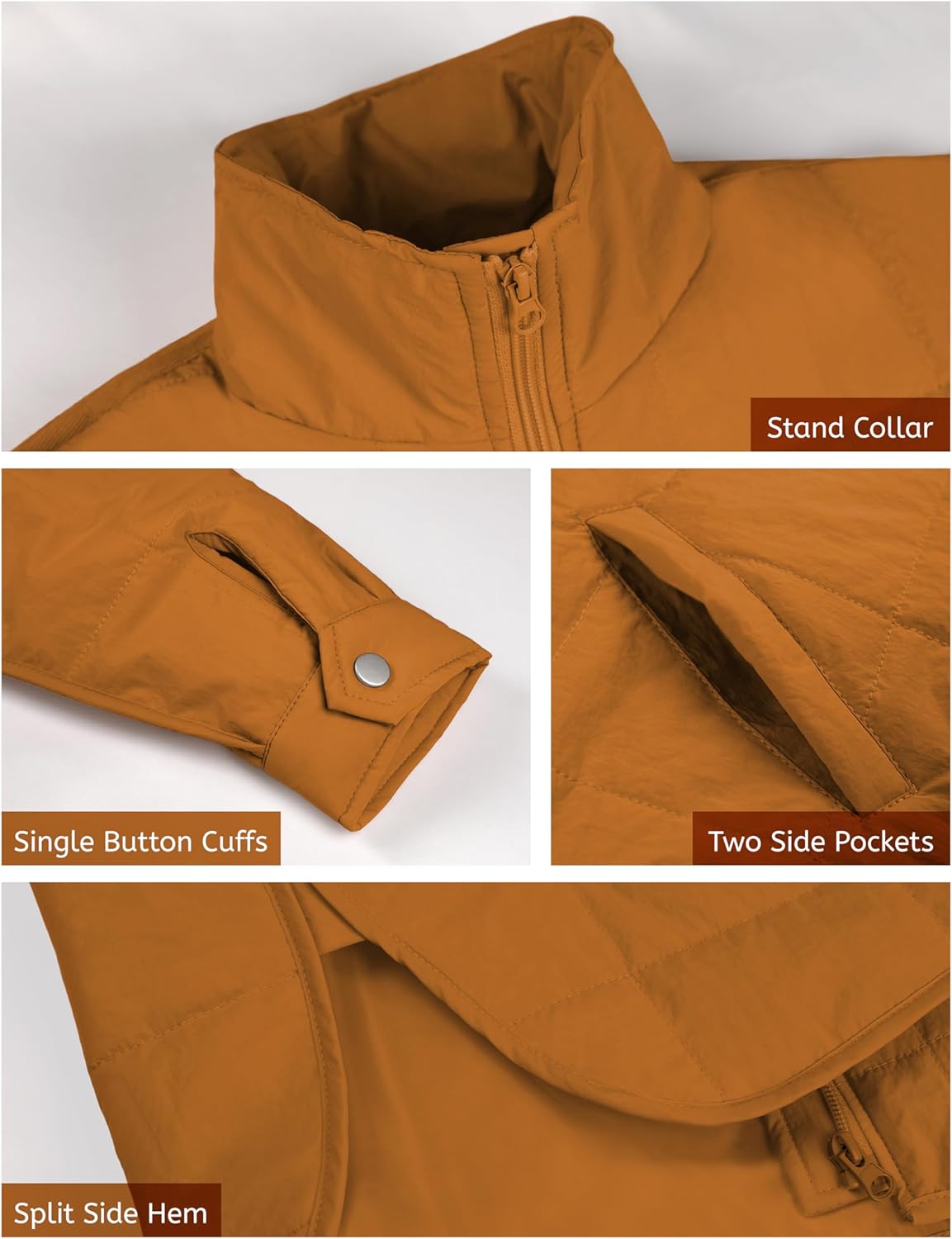 Bianstore Women's Oversized Quilted Splice Lightweight Puffer Jacket Casual Padded Coat