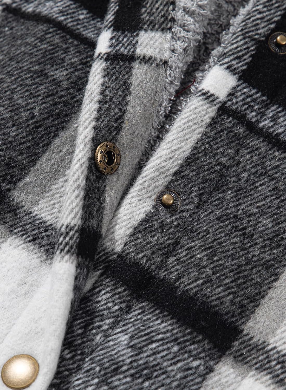 Dokotoo Women's 2025 Flannel Plaid Hooded Shacket Thick Fleece Button Down Winter Jacket Coat for Warmth