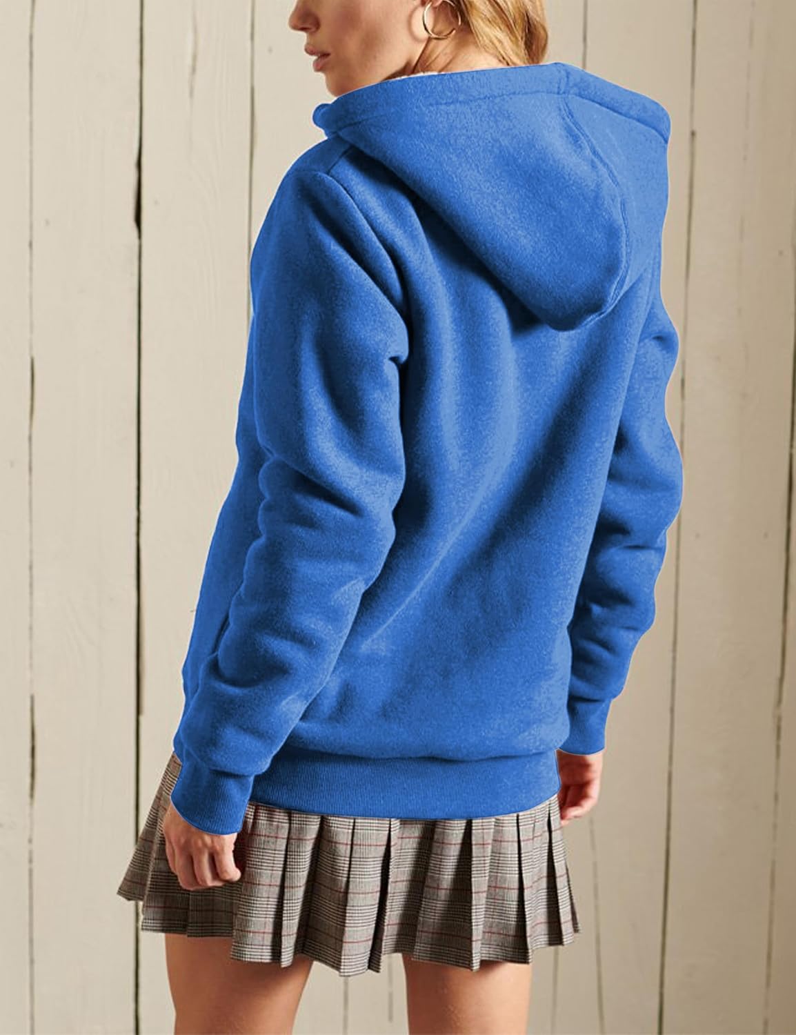 Yeokou Women's Casual Sherpa-Lined Full Zip Hoodie Jacket