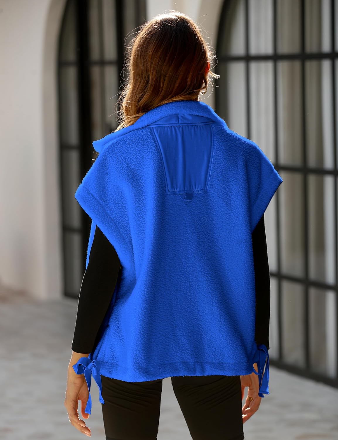 OPCAKM Women's Oversized Fuzzy Fleece Sherpa Vest Button Down Sleeveless Jacket with Pockets