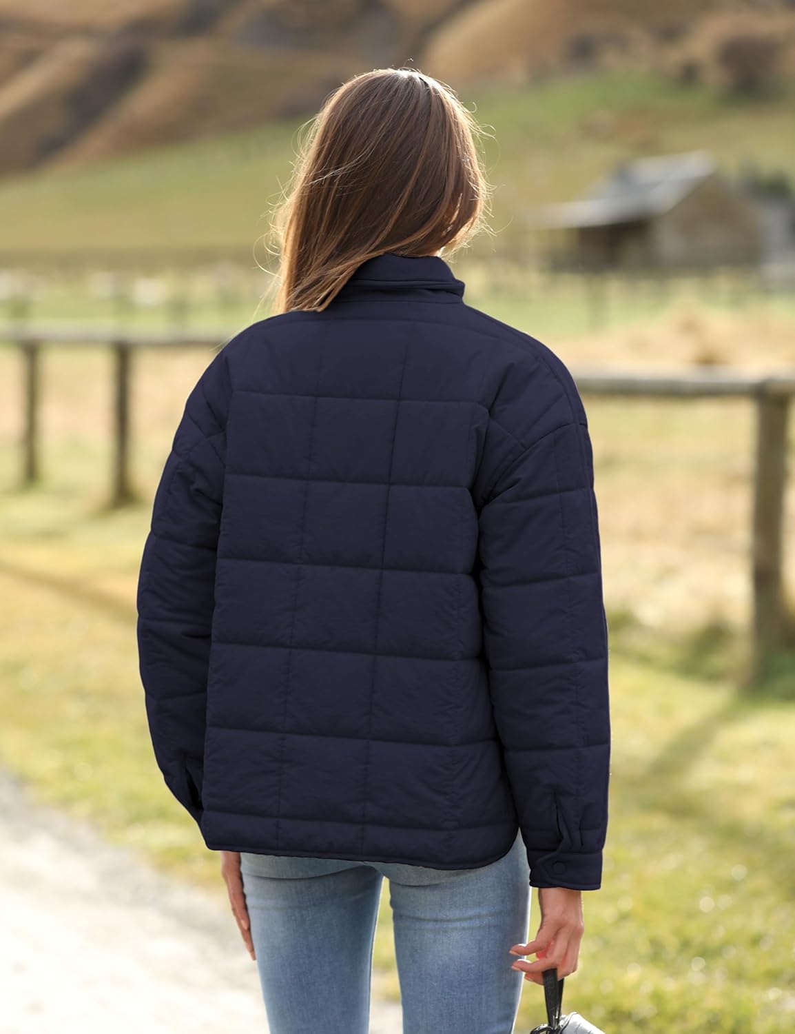 Bianstore Women's Oversized Quilted Splice Lightweight Puffer Jacket Casual Padded Coat